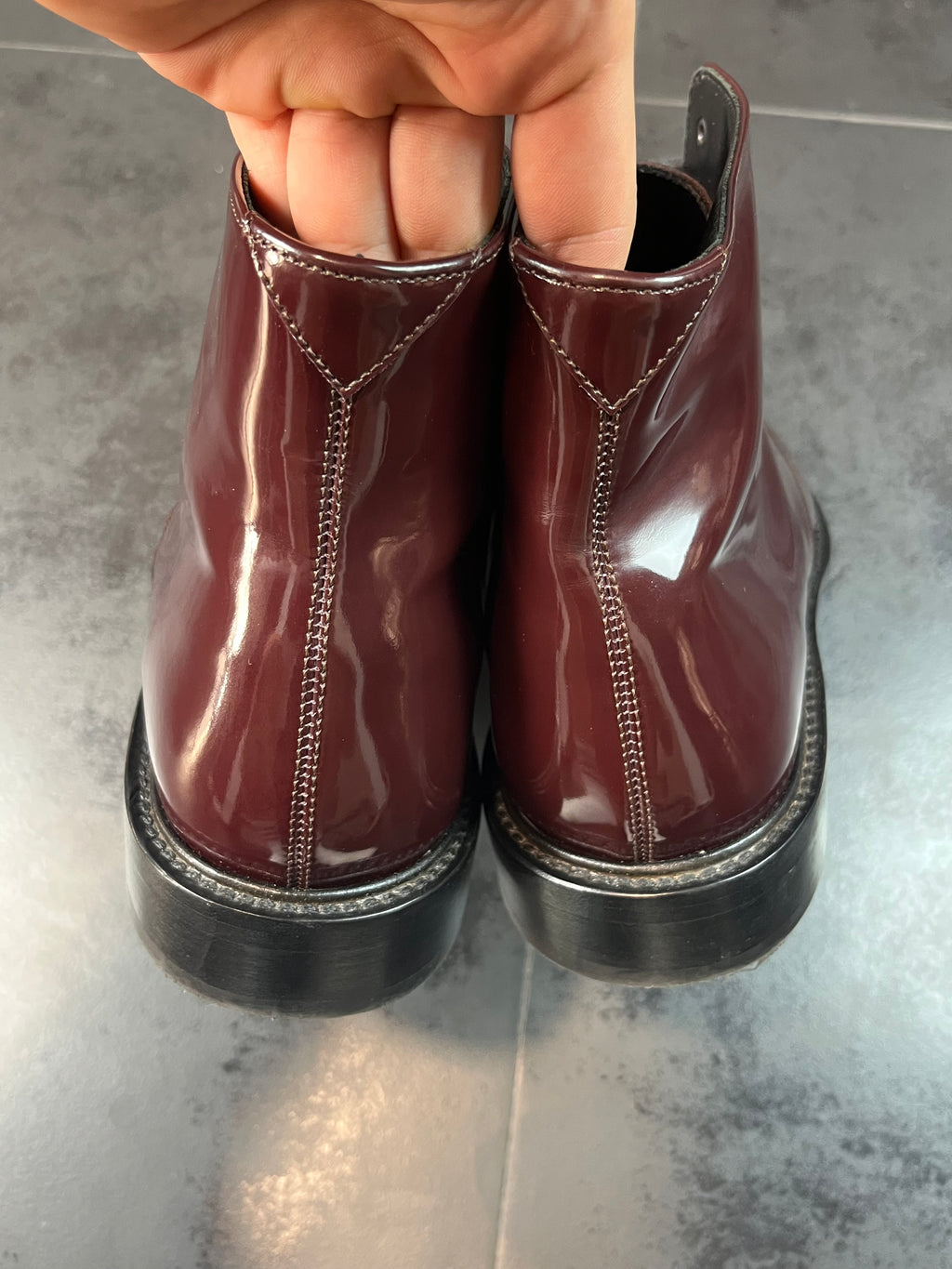 Saint Laurent "Army 20" Lace Up Patent Leather Boots