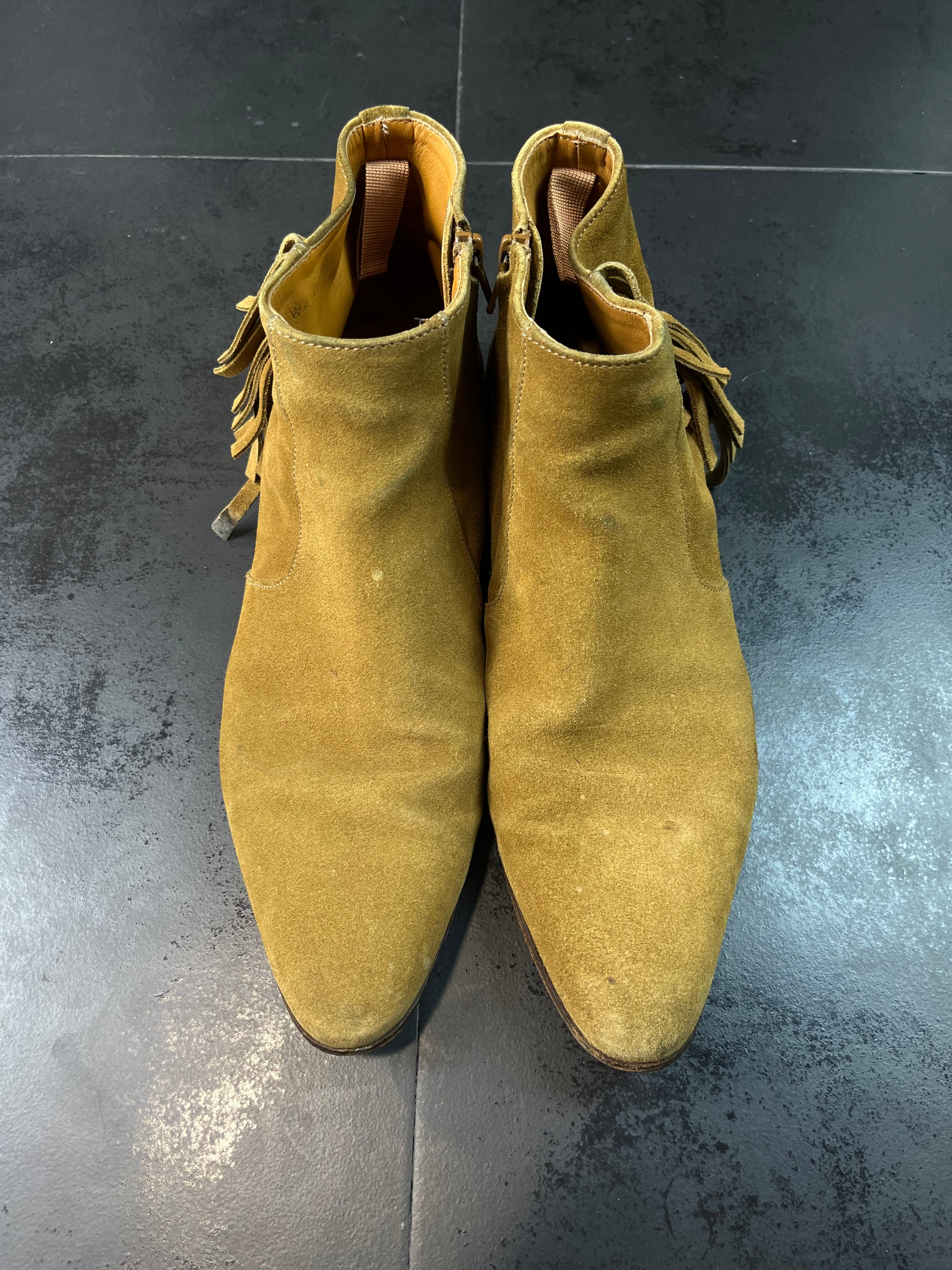 Saint Laurent Fringed Suede Boots By Hedi Slimane