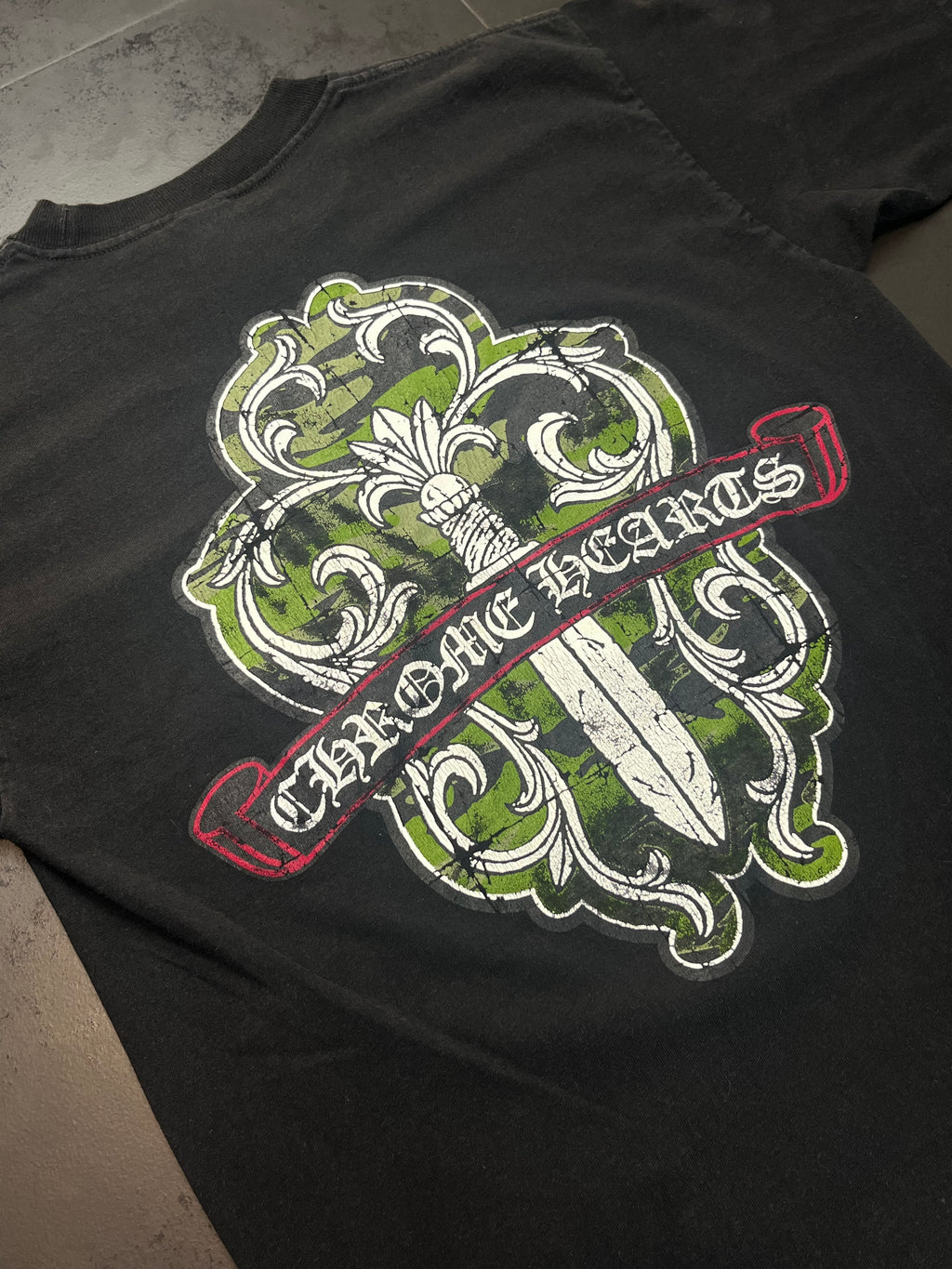 Chrome Hearts Camo Dagger/Scroll Logo Pocket Tee