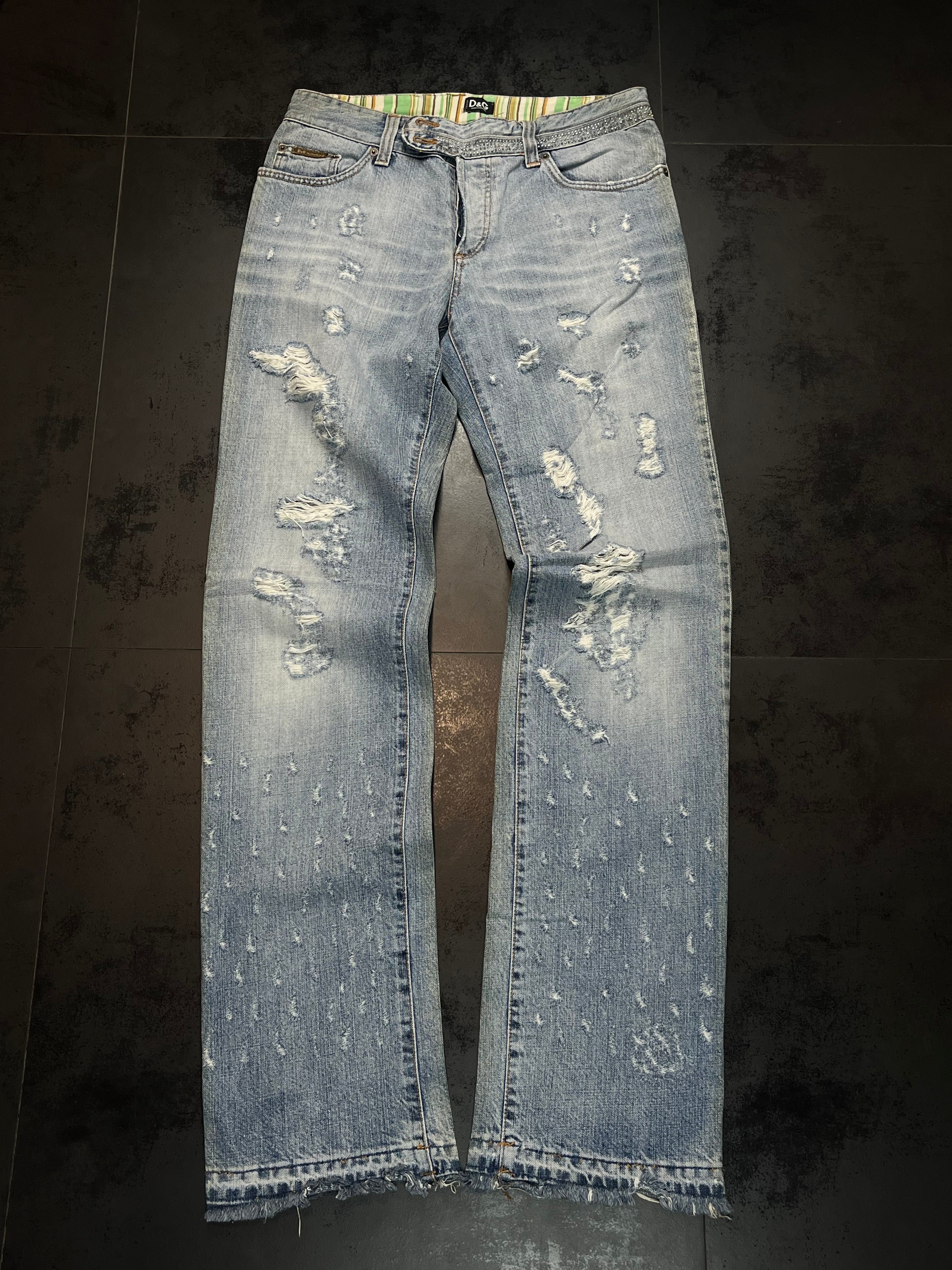 2000s Dolce & Gabbana Studded-Eroded Bootcut Denim