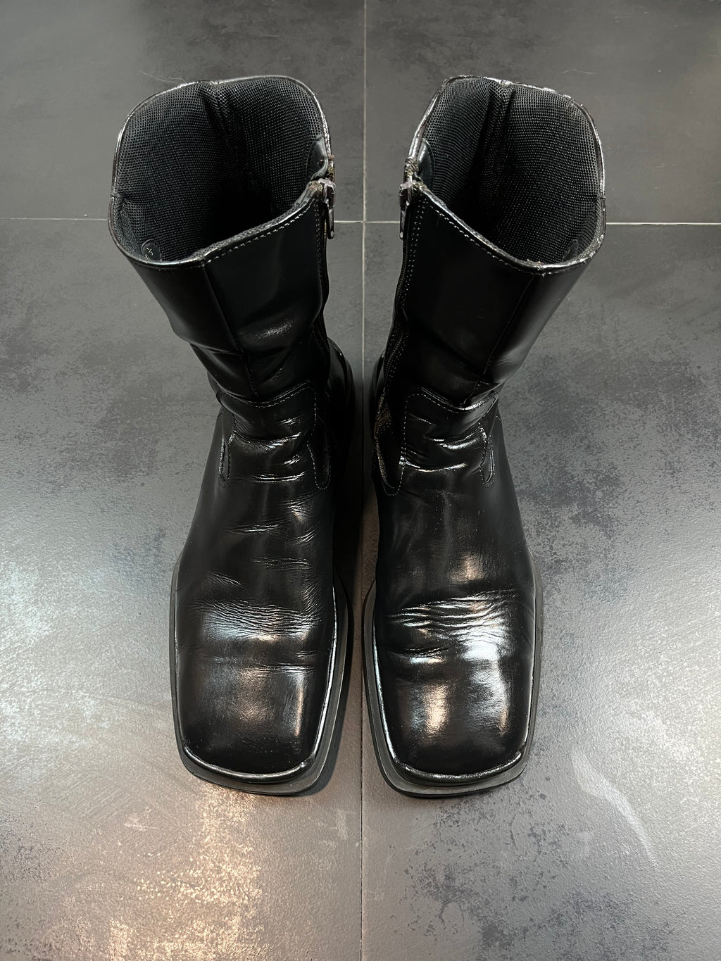 AW99 Prada Square Toe Moto Boots