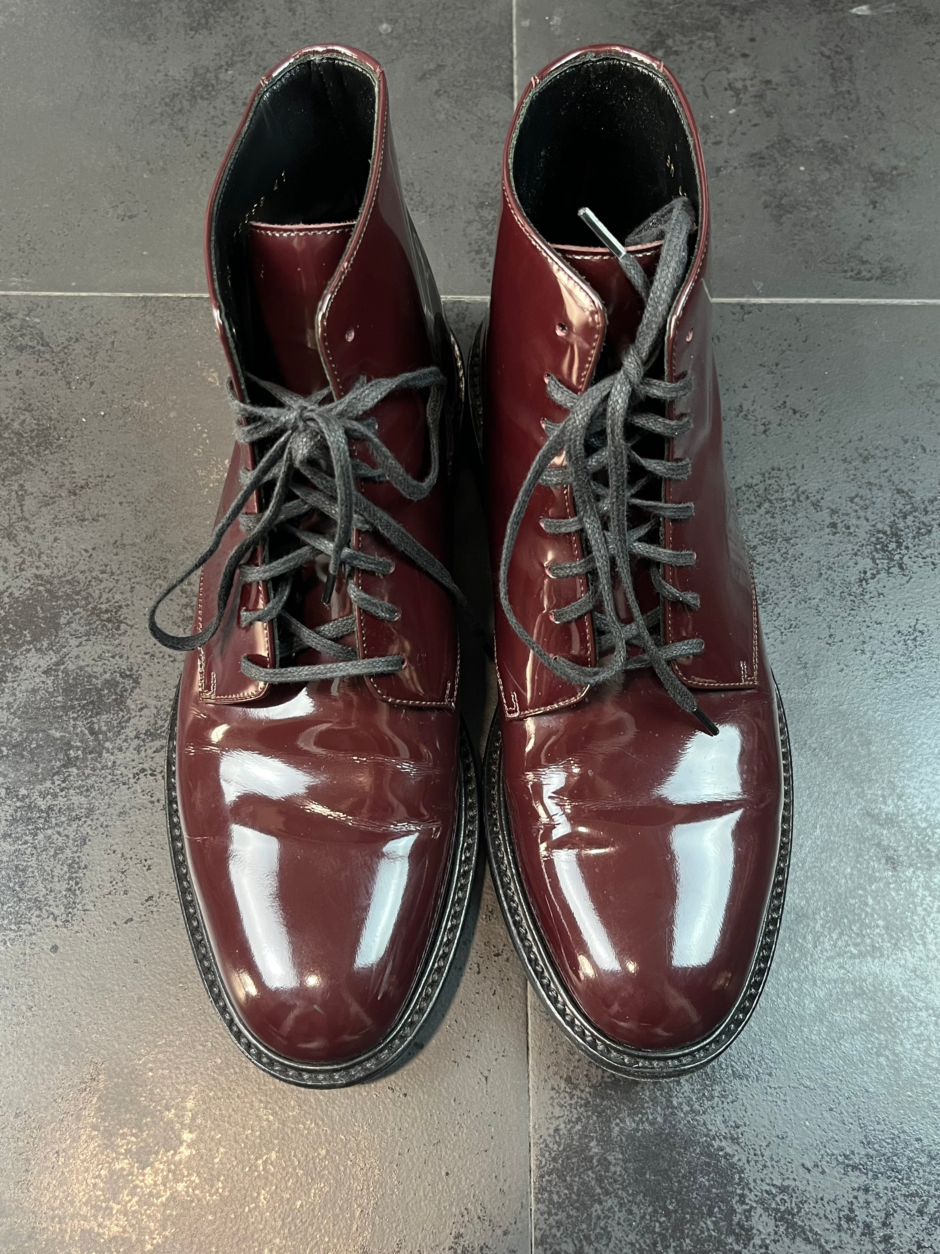 Saint Laurent "Army 20" Lace Up Patent Leather Boots