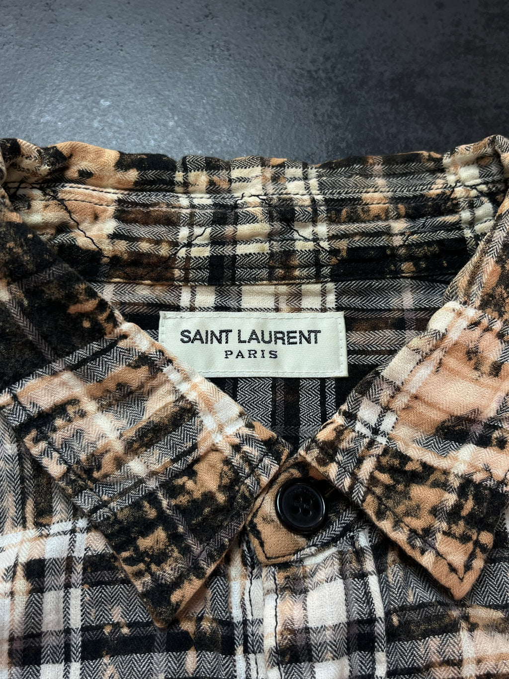 SS16 Saint Laurent Paris Bleached Flannel Shirt