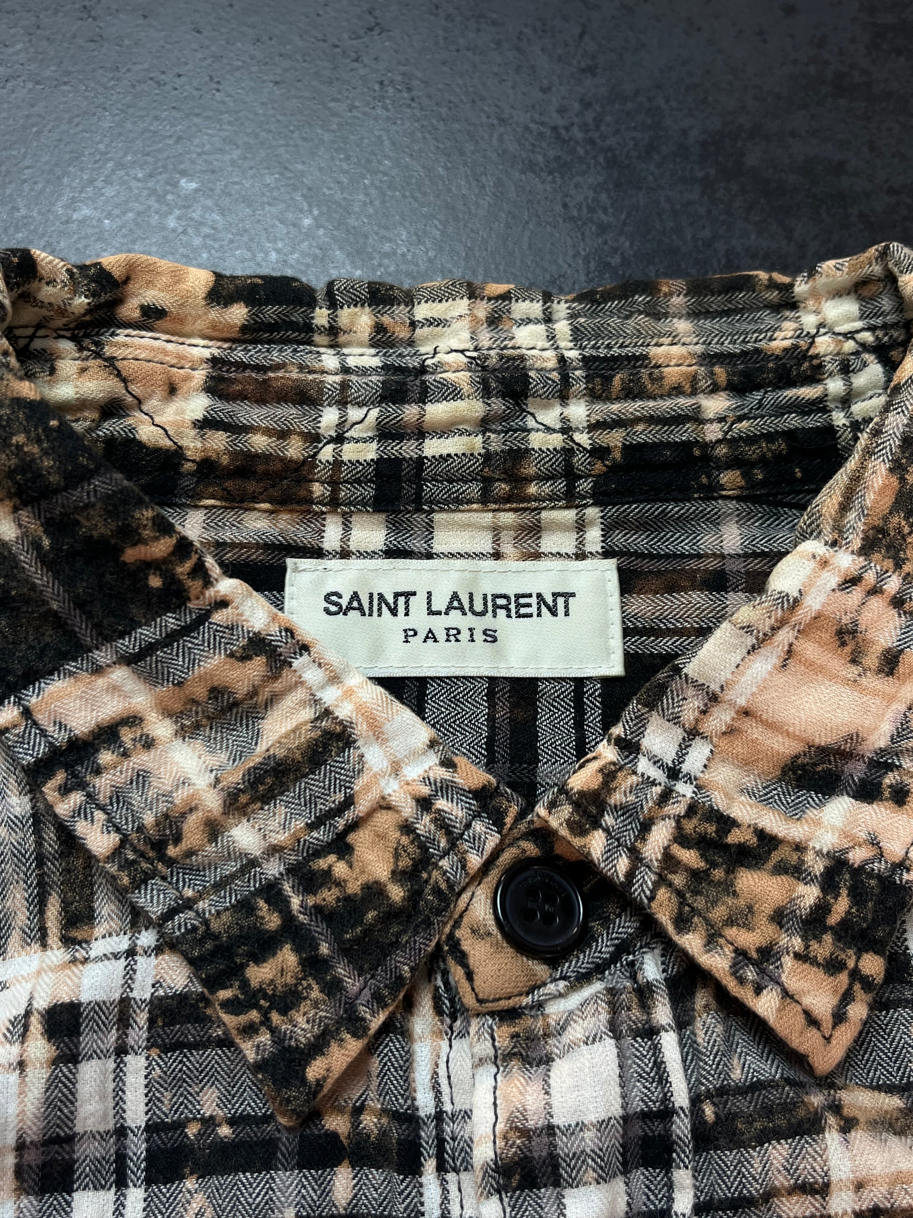 SS16 Saint Laurent Paris Bleached Flannel Shirt