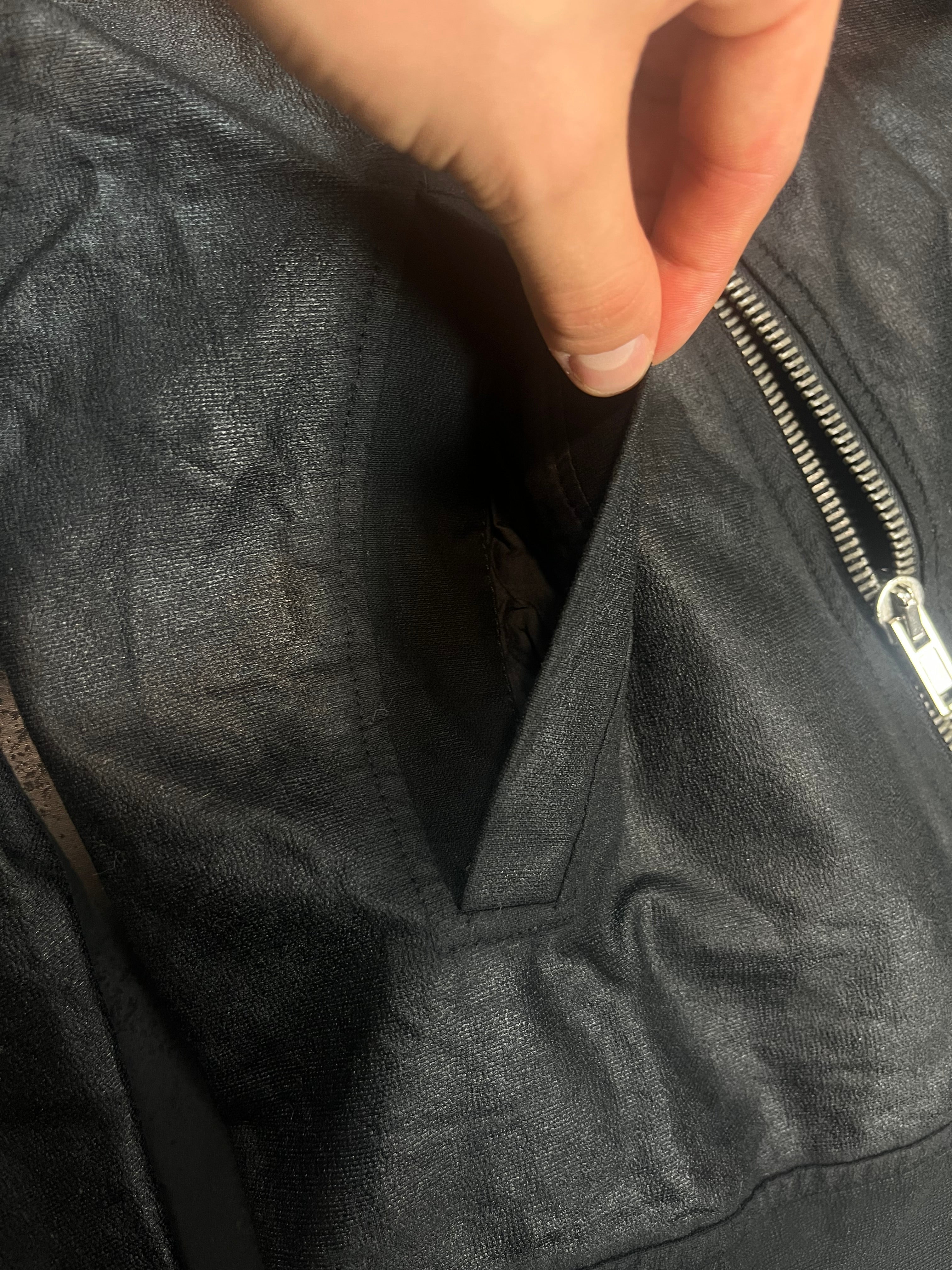 Rick Owens Asymmetrical Zip Waxed Jacket