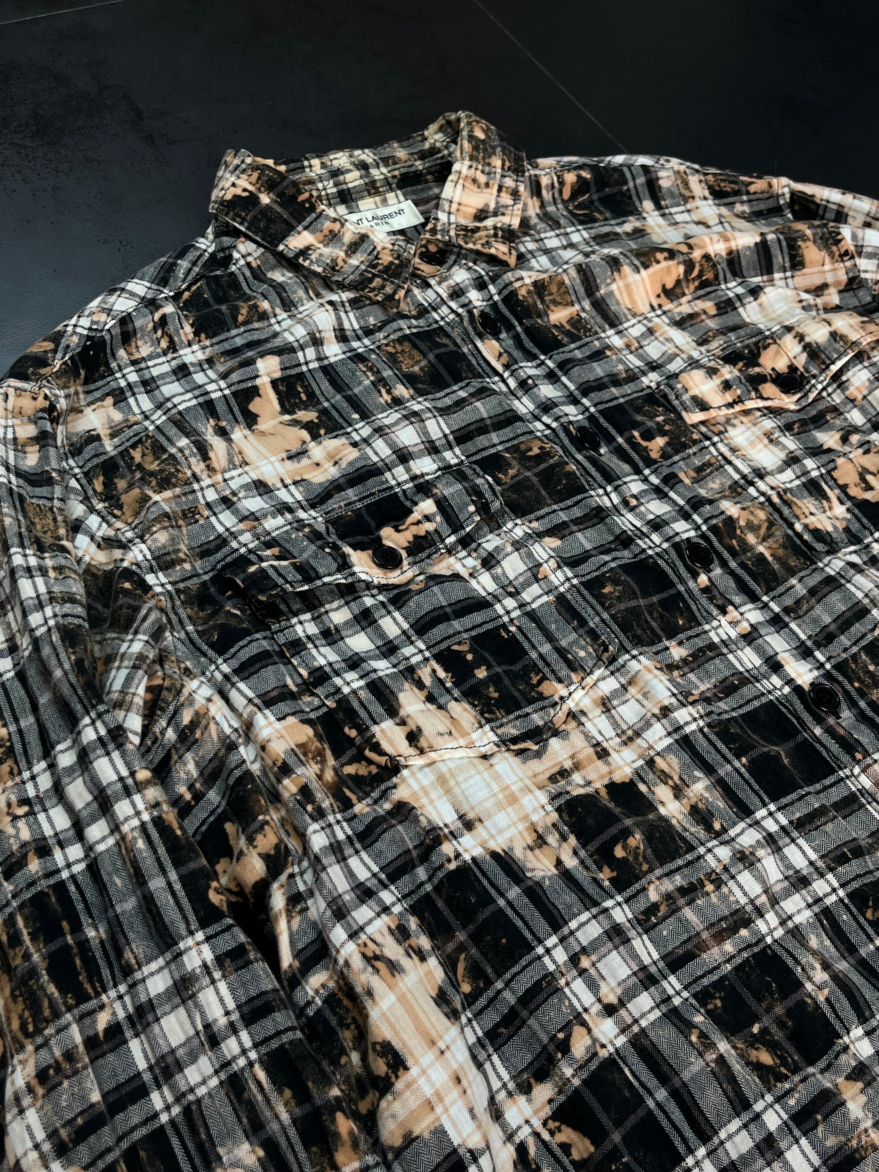 SS16 Saint Laurent Paris Bleached Flannel Shirt