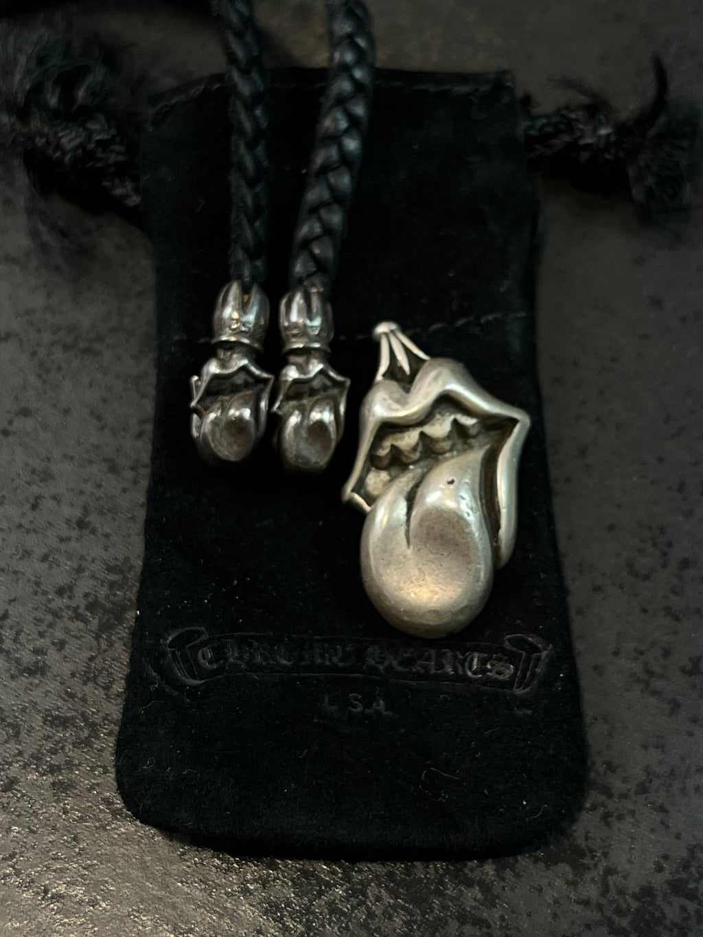 2002 Chrome Hearts Pendant + Leather Braid Necklace