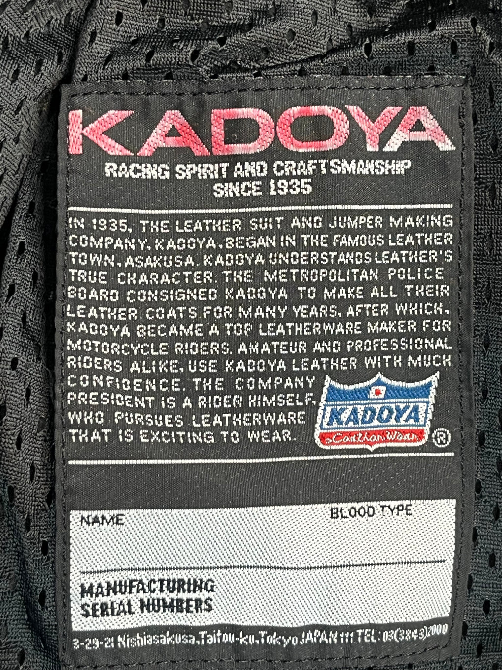 2000 Kadoya 1of1 Custom “Suzuki Hayabusa” Leather Jacket