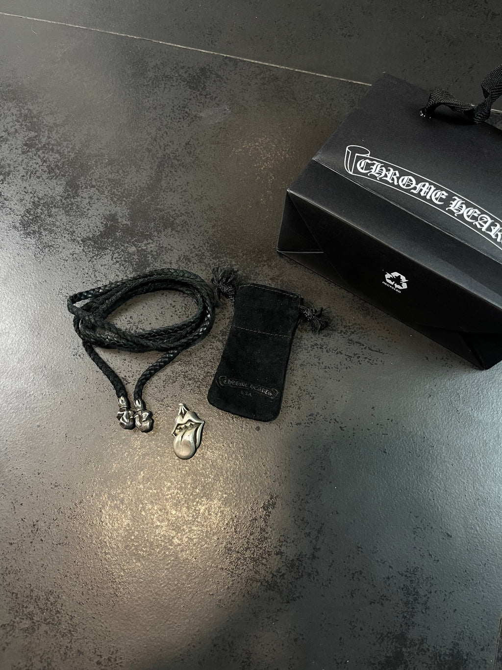 2002 Chrome Hearts Pendant + Leather Braid Necklace