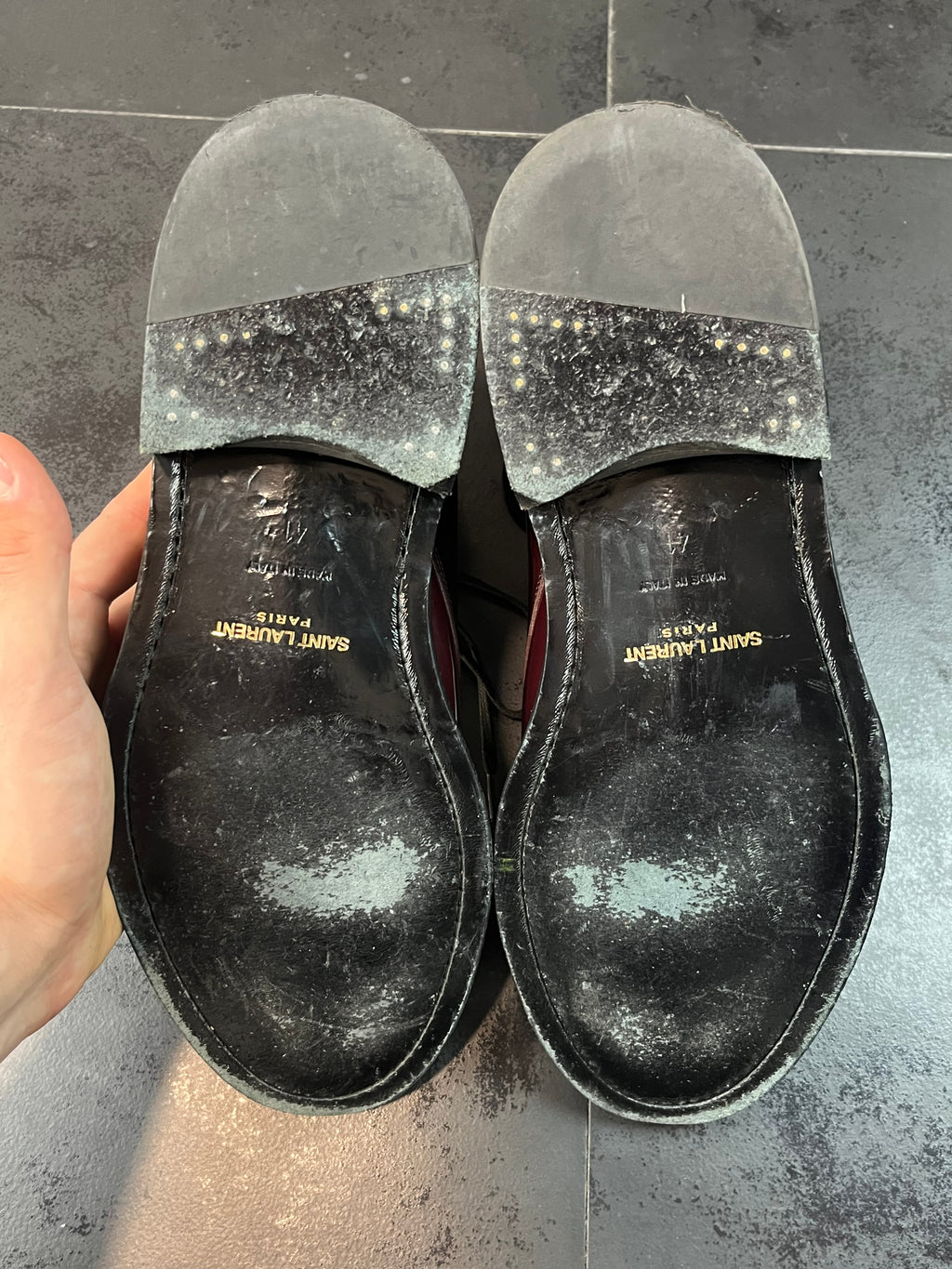 Saint Laurent "Army 20" Lace Up Patent Leather Boots
