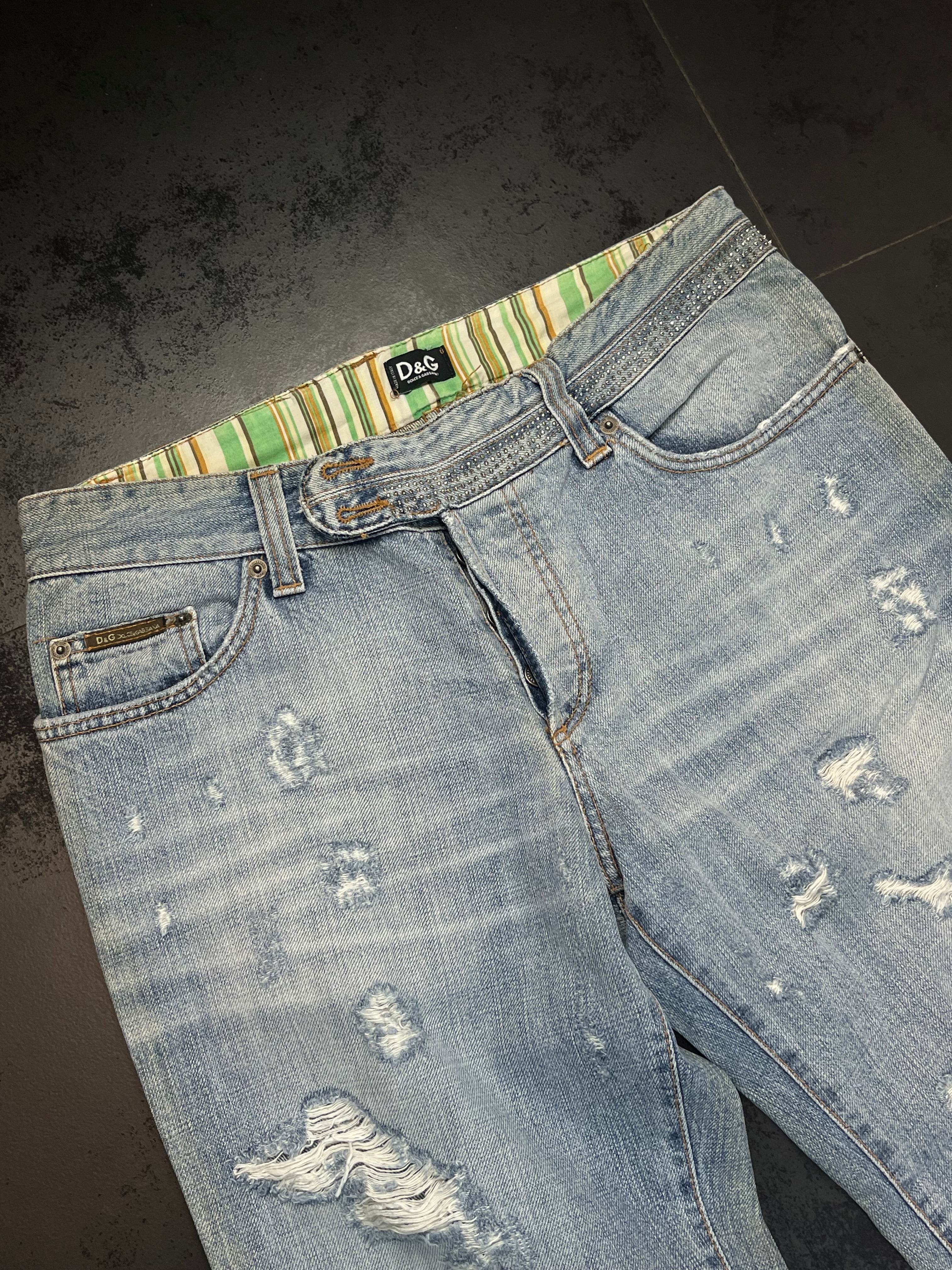 2000s Dolce & Gabbana Studded-Eroded Bootcut Denim