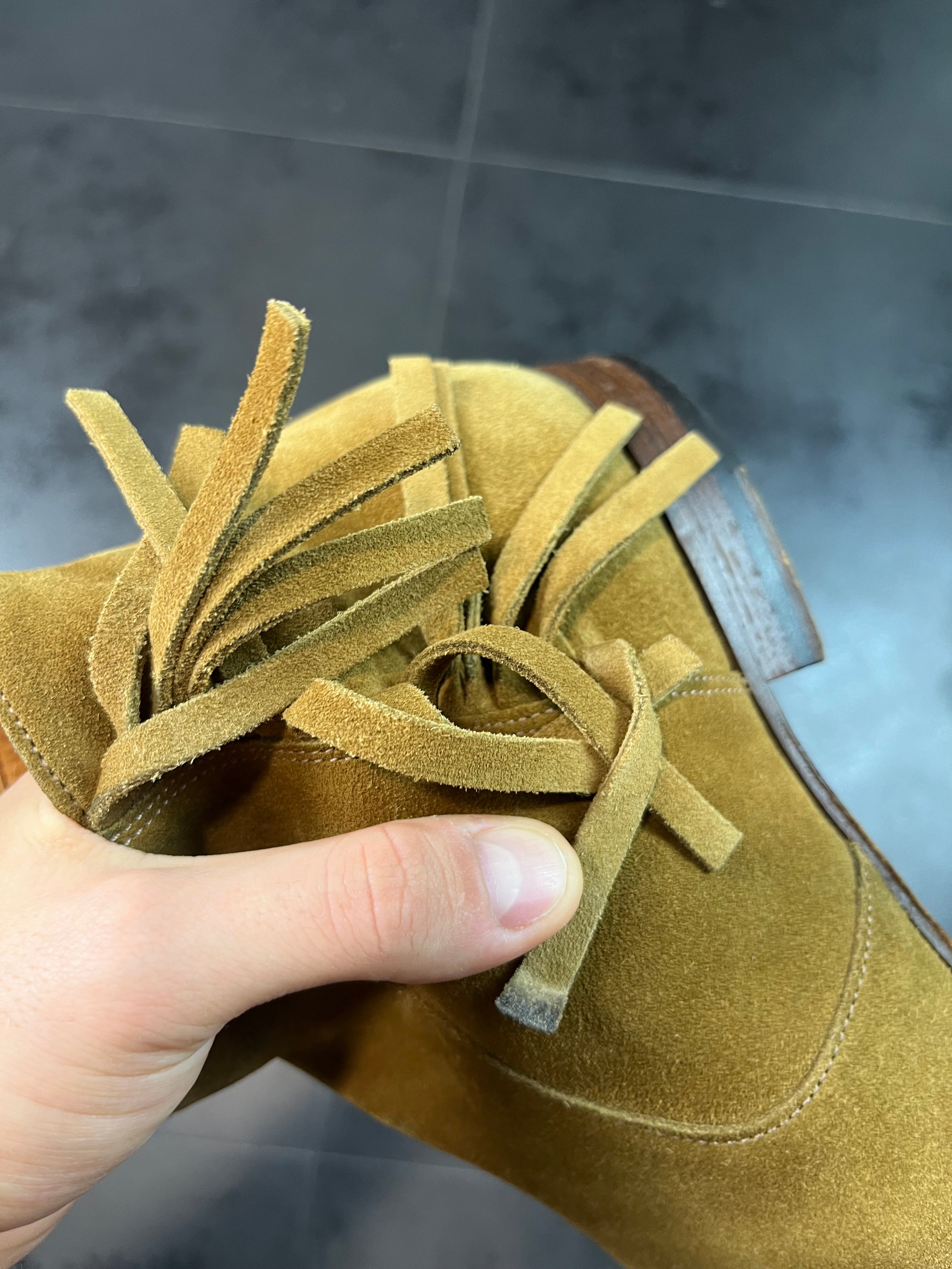 Saint Laurent Fringed Suede Boots By Hedi Slimane