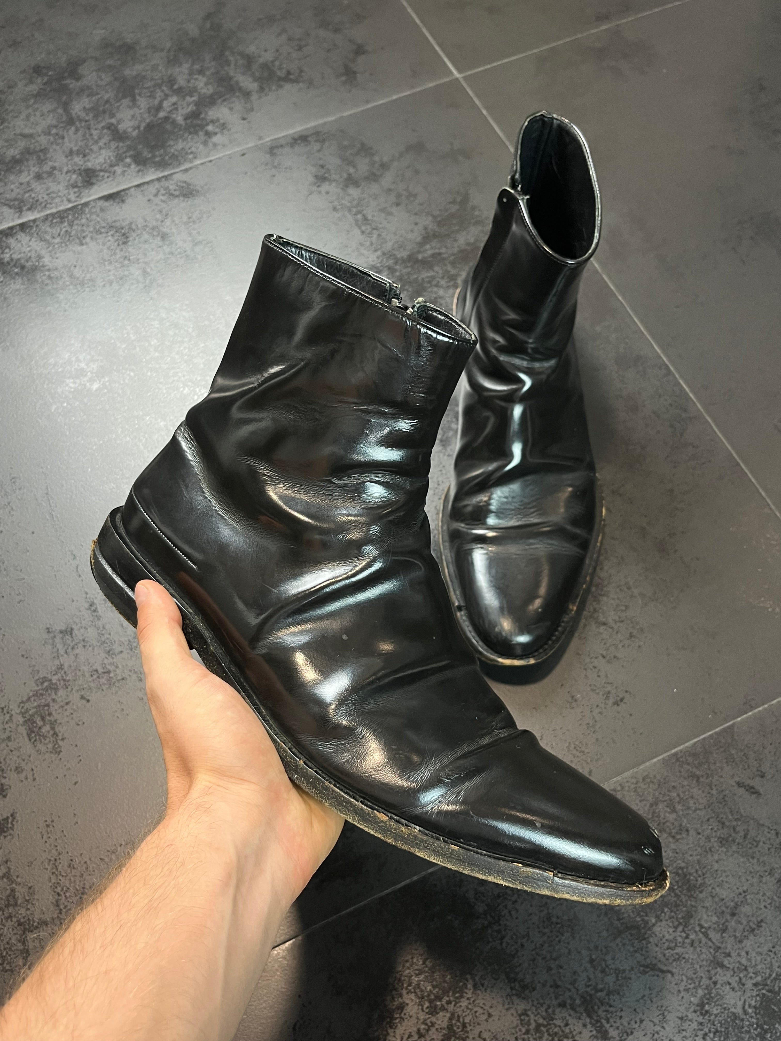 AW03 Dior “Luster” Patent Leather Black Boots