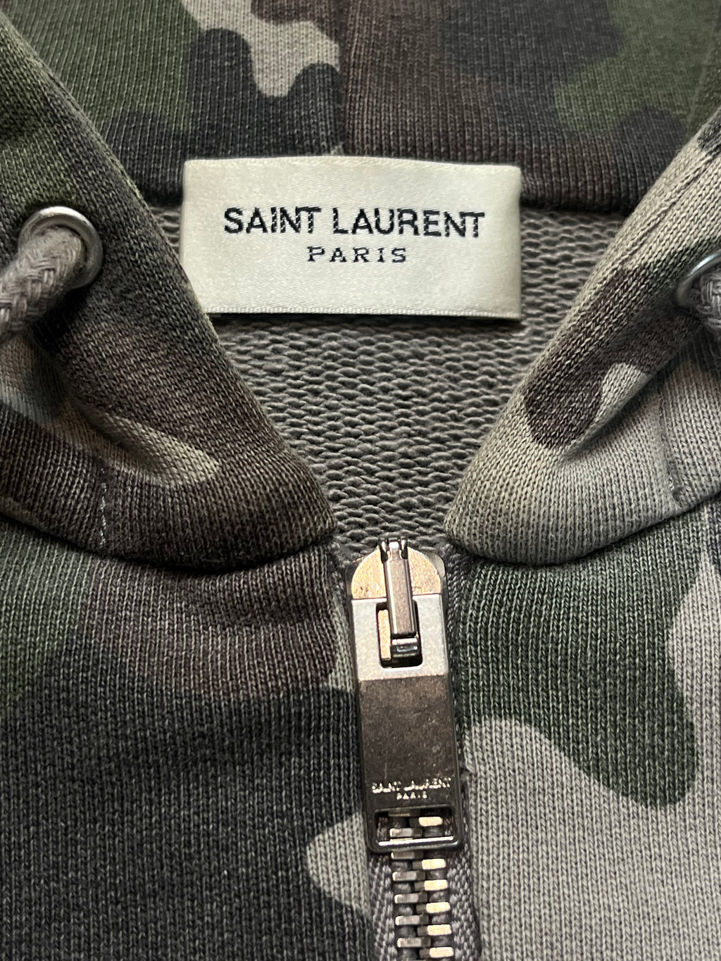 2015 Saint Laurent Paris “Camo” Distressed Hoodie By Hedi Slimane
