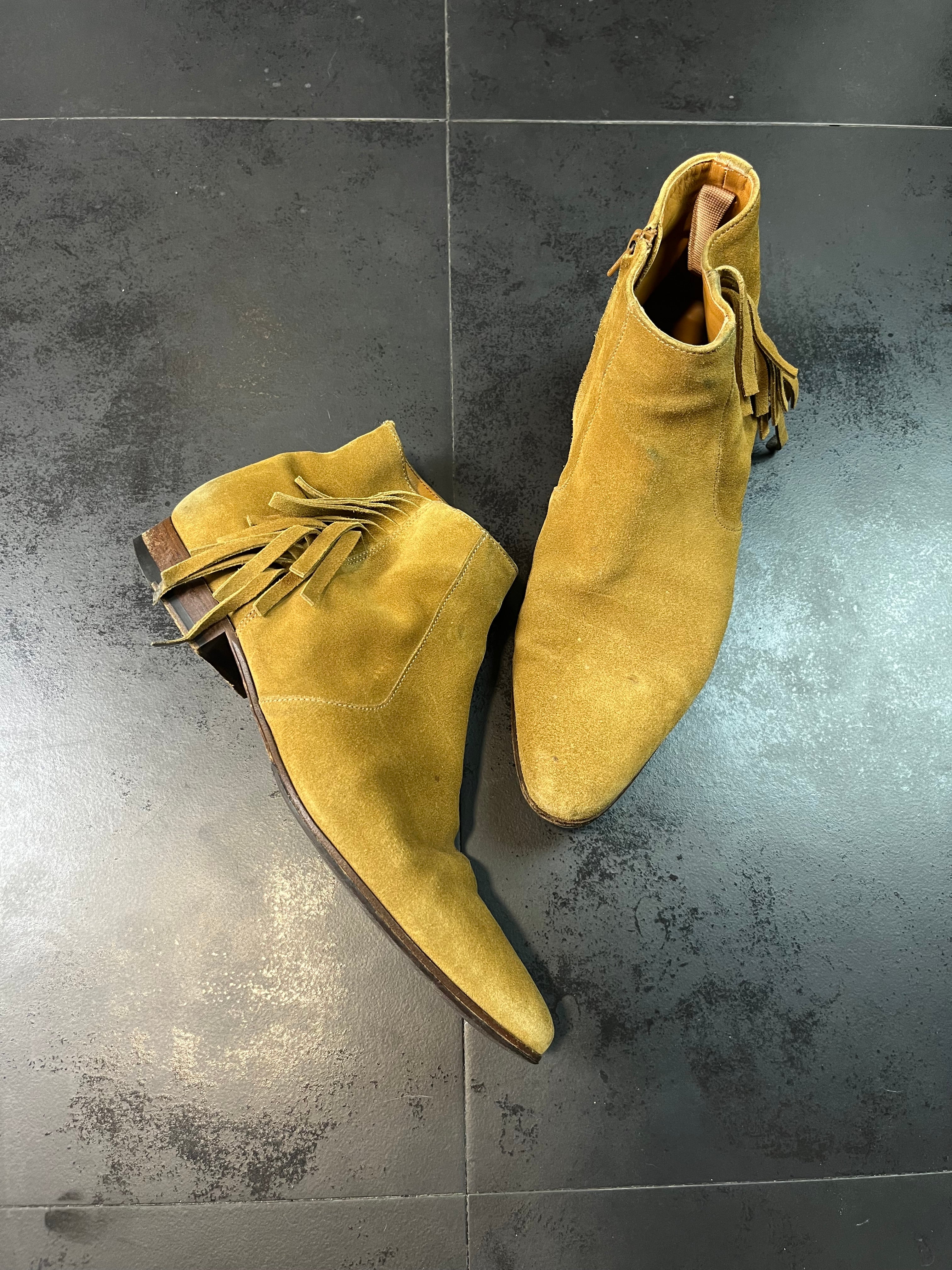 Saint Laurent Fringed Suede Boots By Hedi Slimane