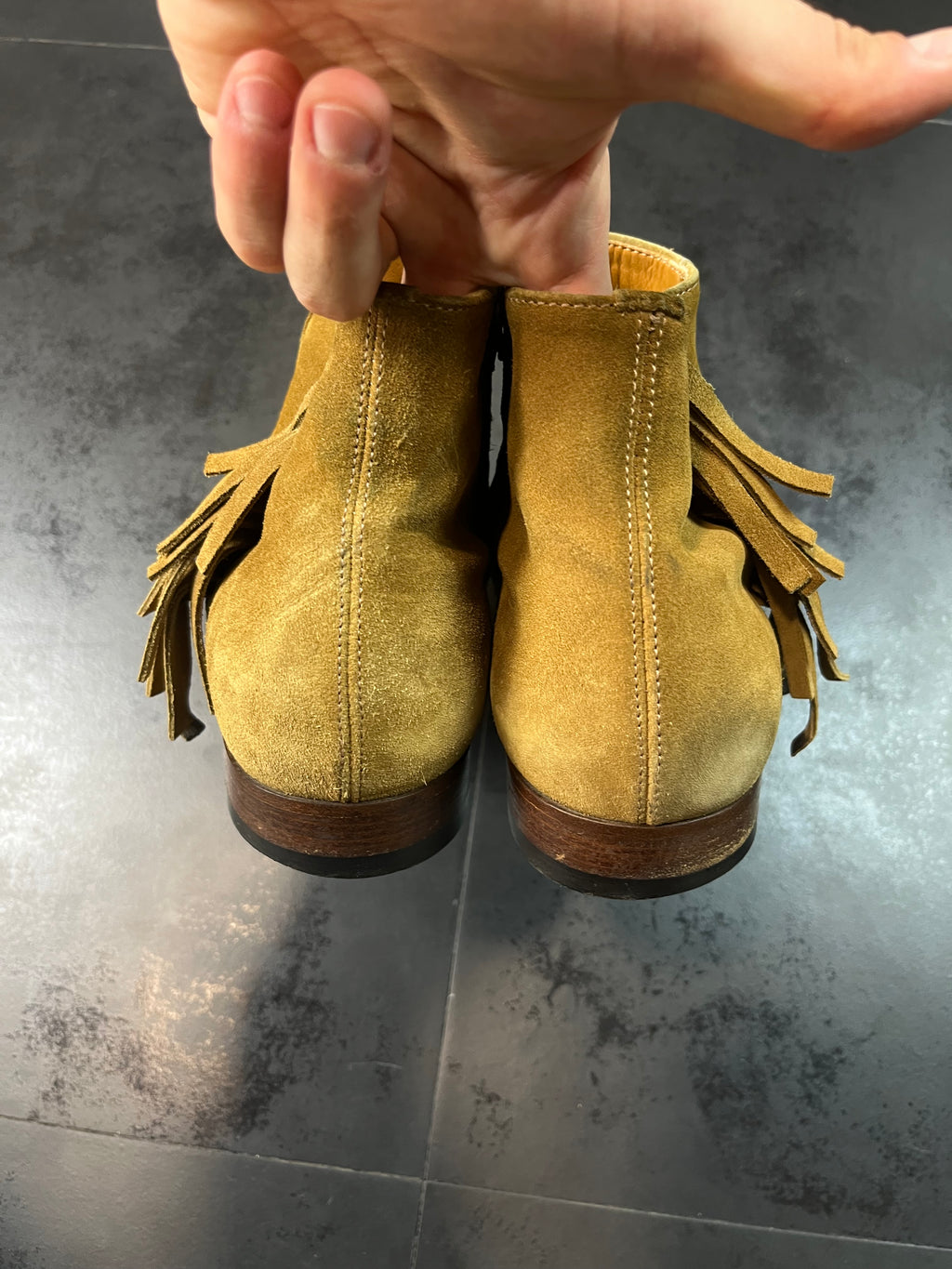 Saint Laurent Fringed Suede Boots By Hedi Slimane