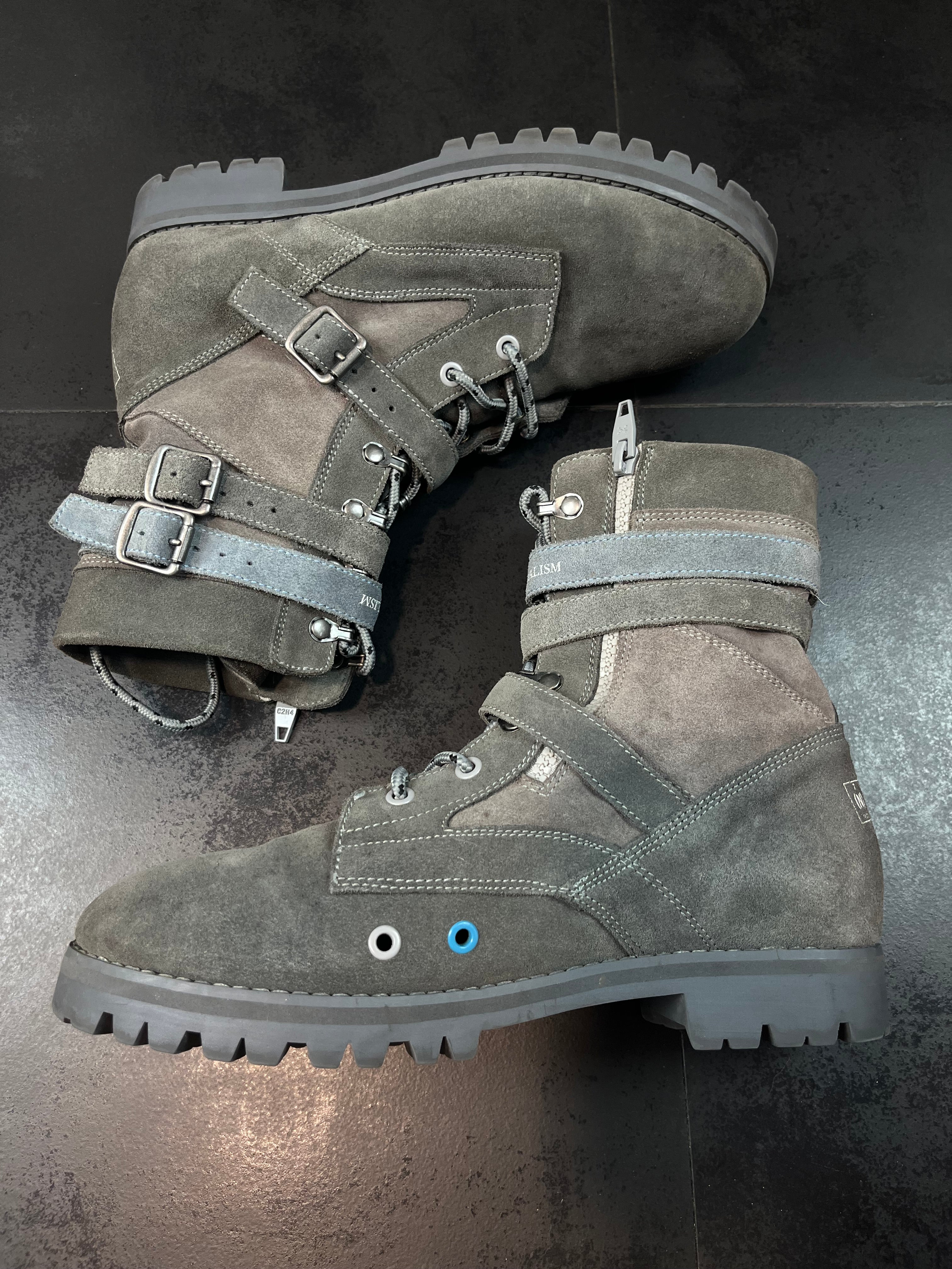 Number (N)ine x C2H4 Suede Combat Boots