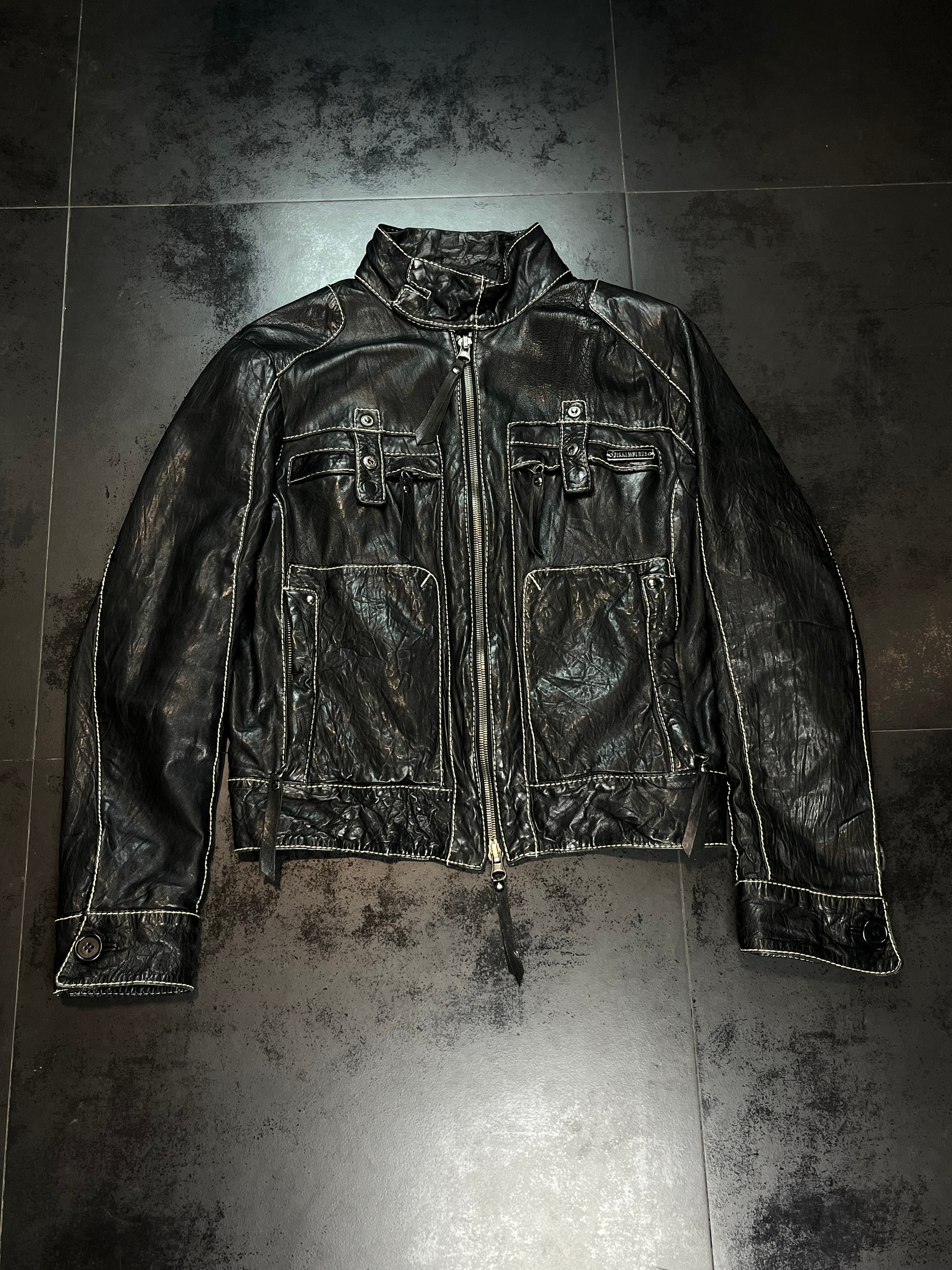 2010s Bikkembergs High Neck Leather Jacket
