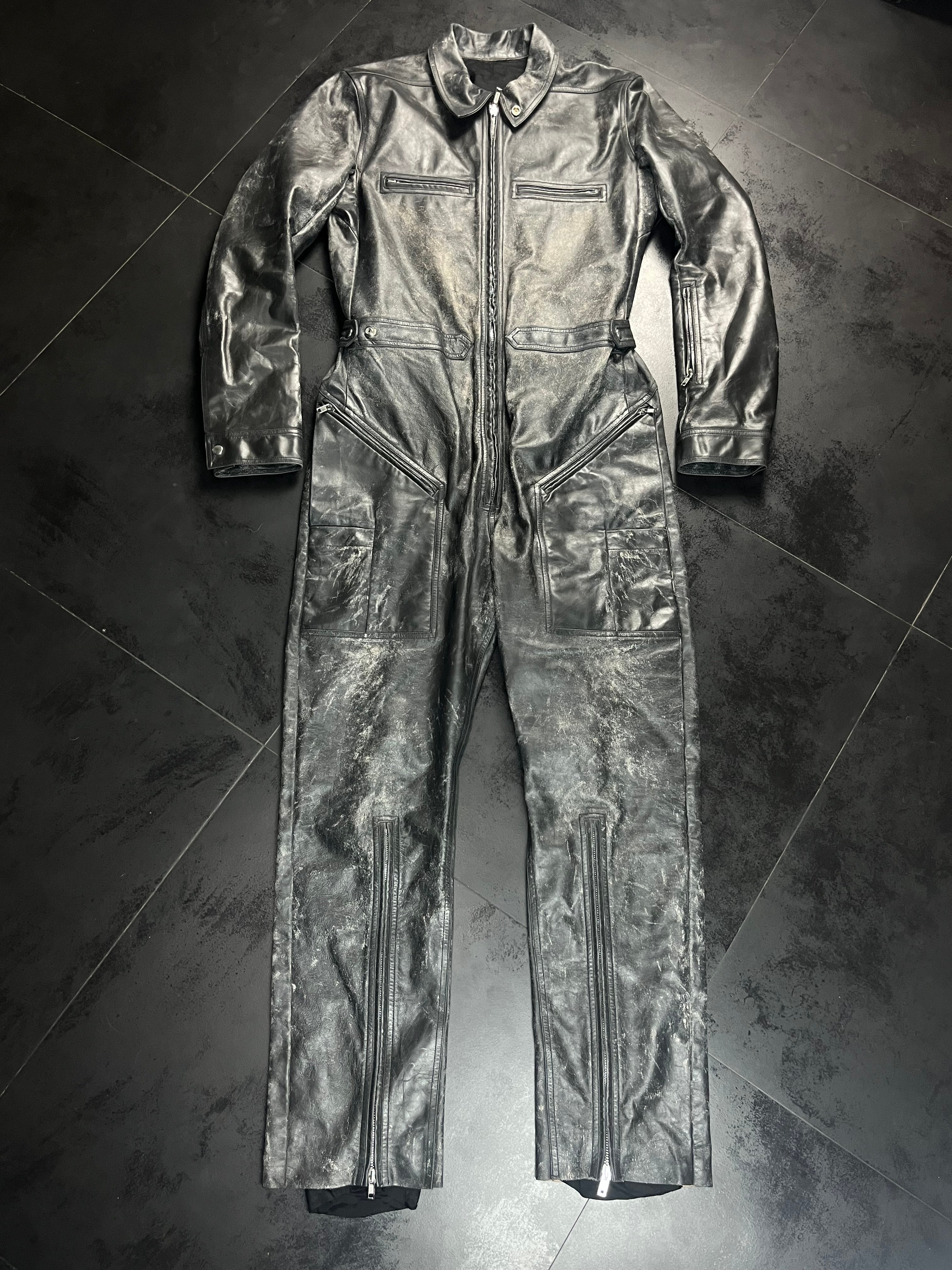 SS25 Rick Owens “Hollywood” Biker Leather Jumpsuit