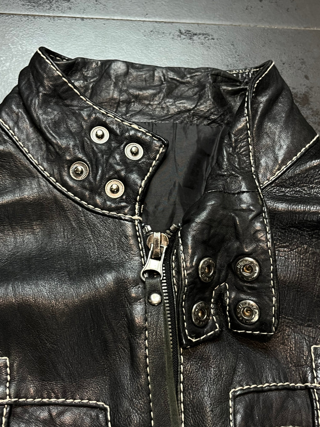 2010s Bikkembergs High Neck Leather Jacket