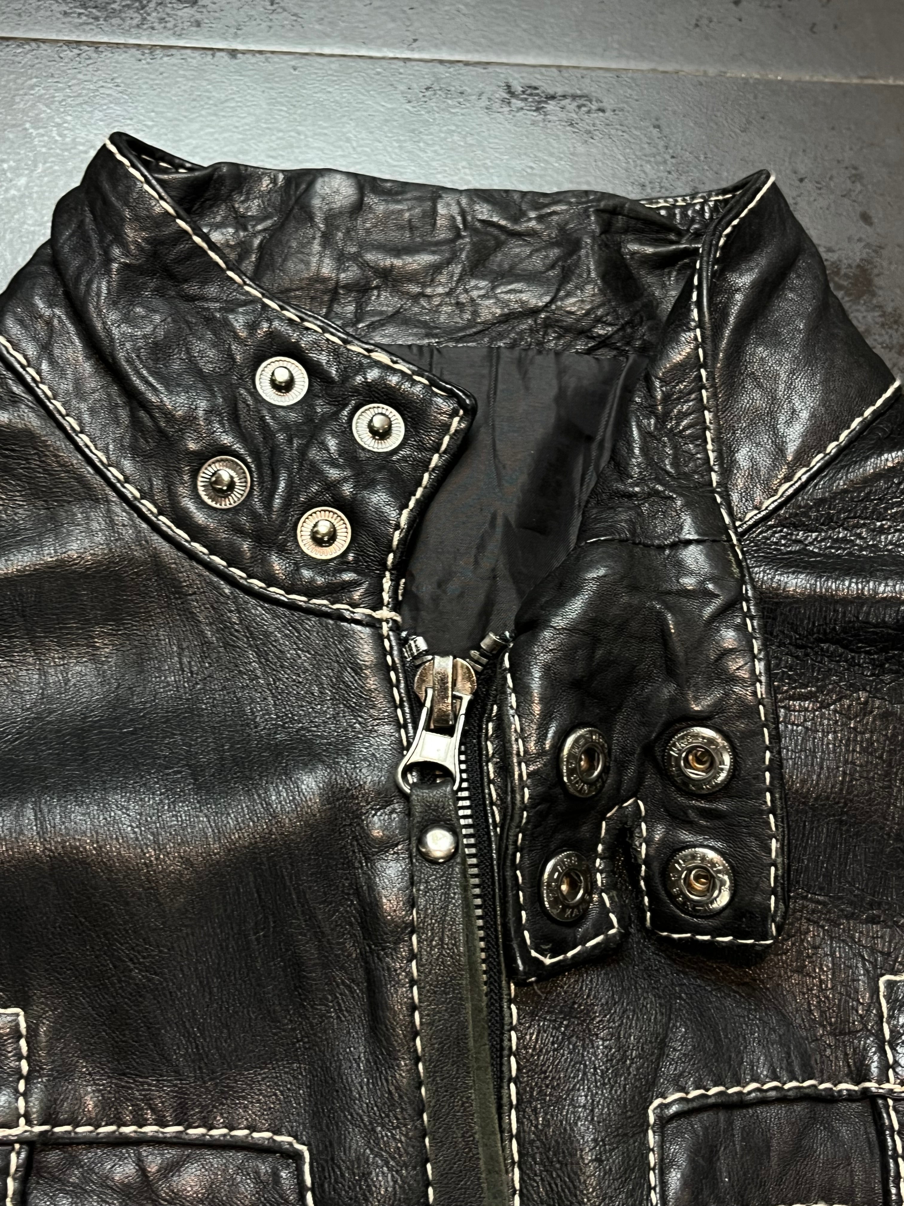 2010s Bikkembergs High Neck Leather Jacket