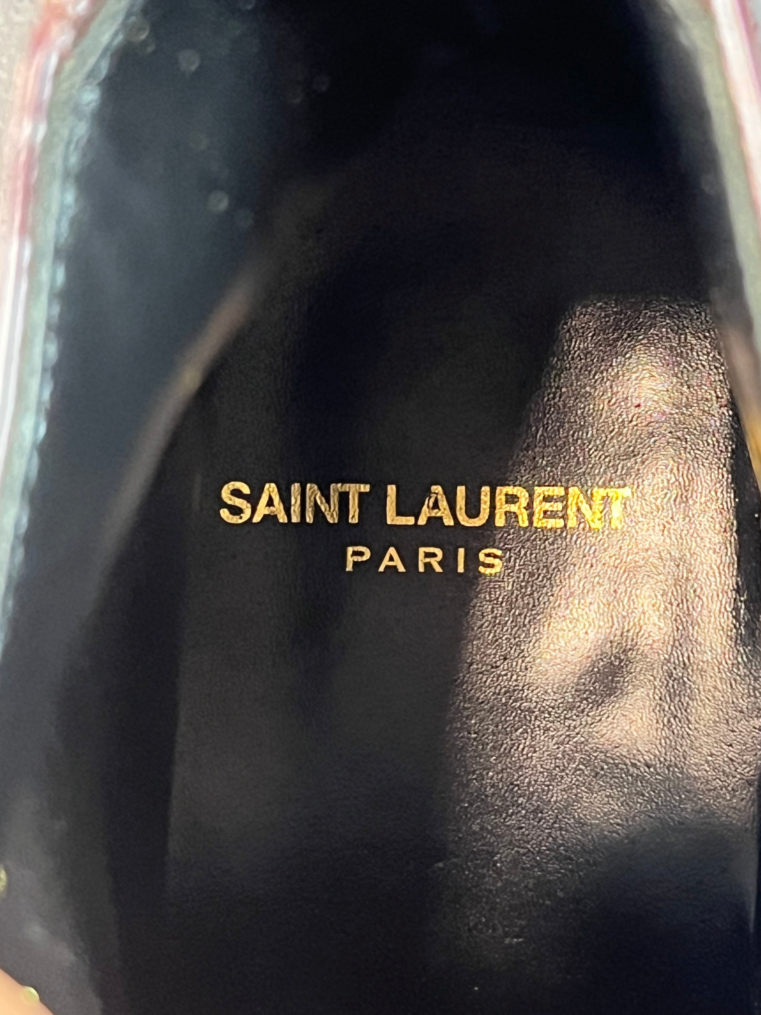 Saint Laurent "Army 20" Lace Up Patent Leather Boots