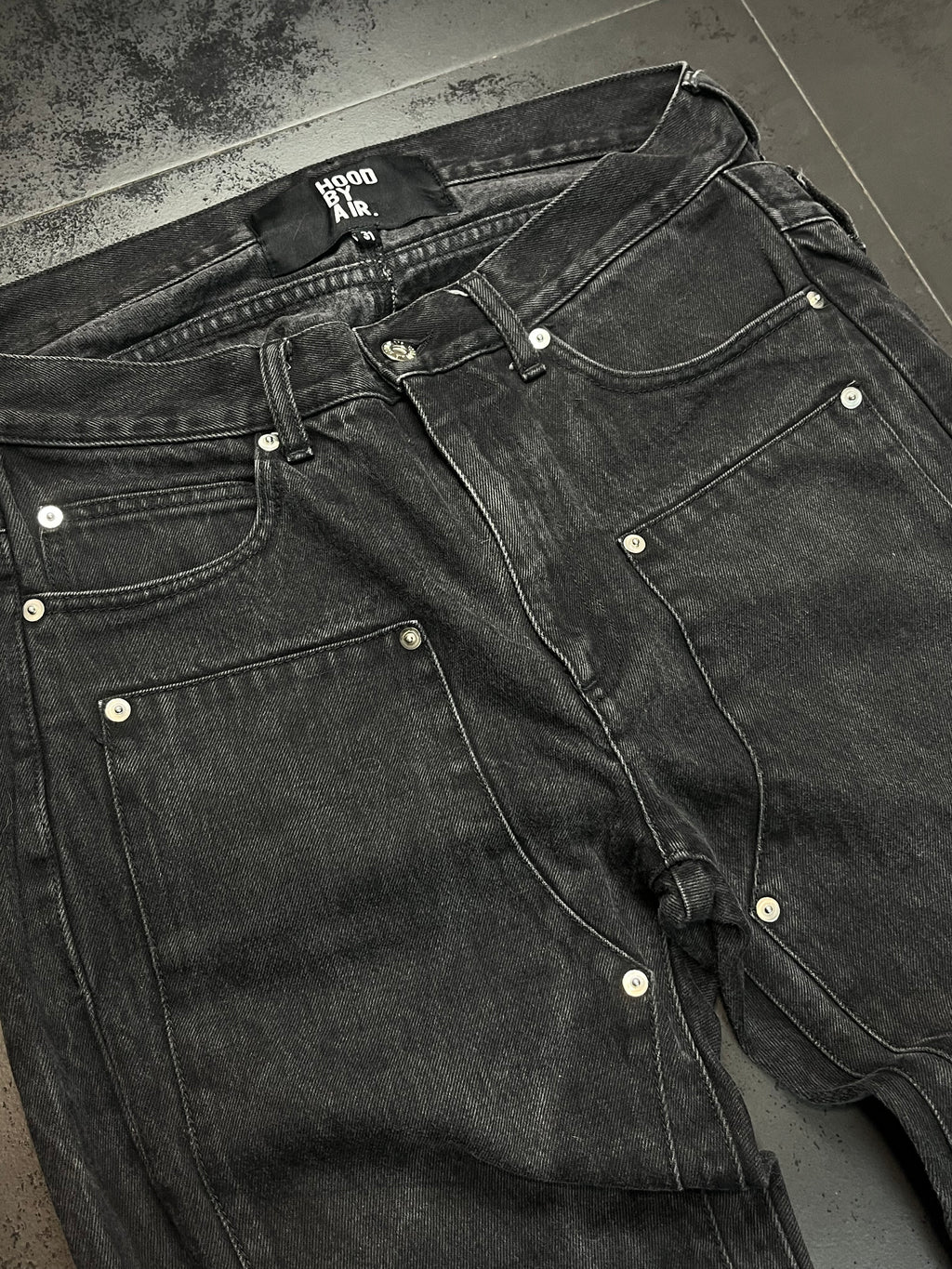 SS16 Hood By Air “Double Sag” Double Knees Denim