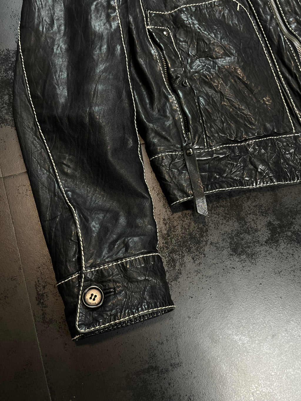 2010s Bikkembergs High Neck Leather Jacket