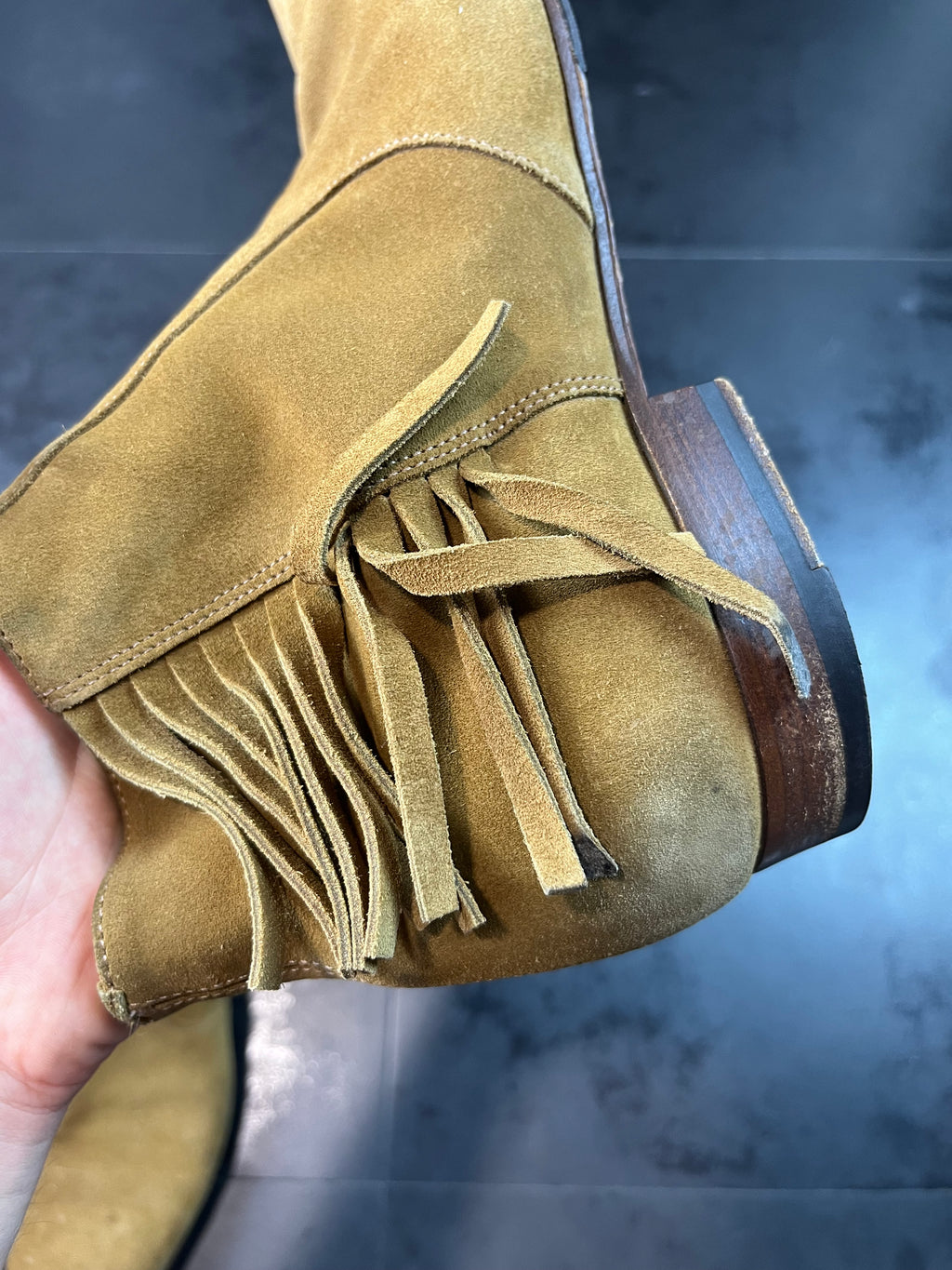 Saint Laurent Fringed Suede Boots By Hedi Slimane