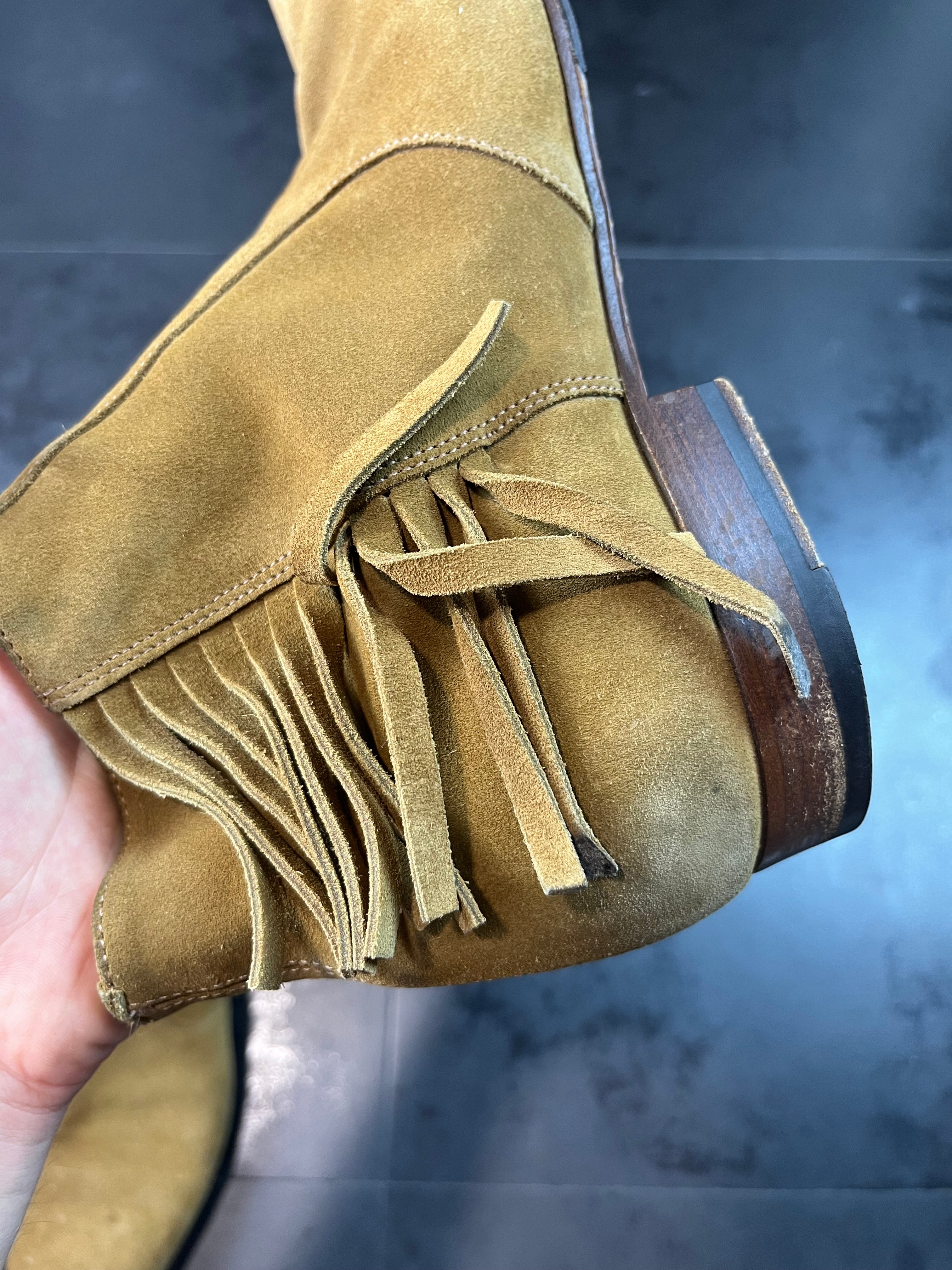 Saint Laurent Fringed Suede Boots By Hedi Slimane