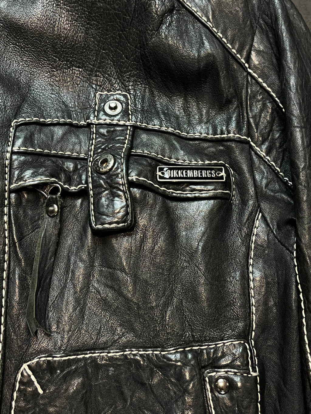 2010s Bikkembergs High Neck Leather Jacket