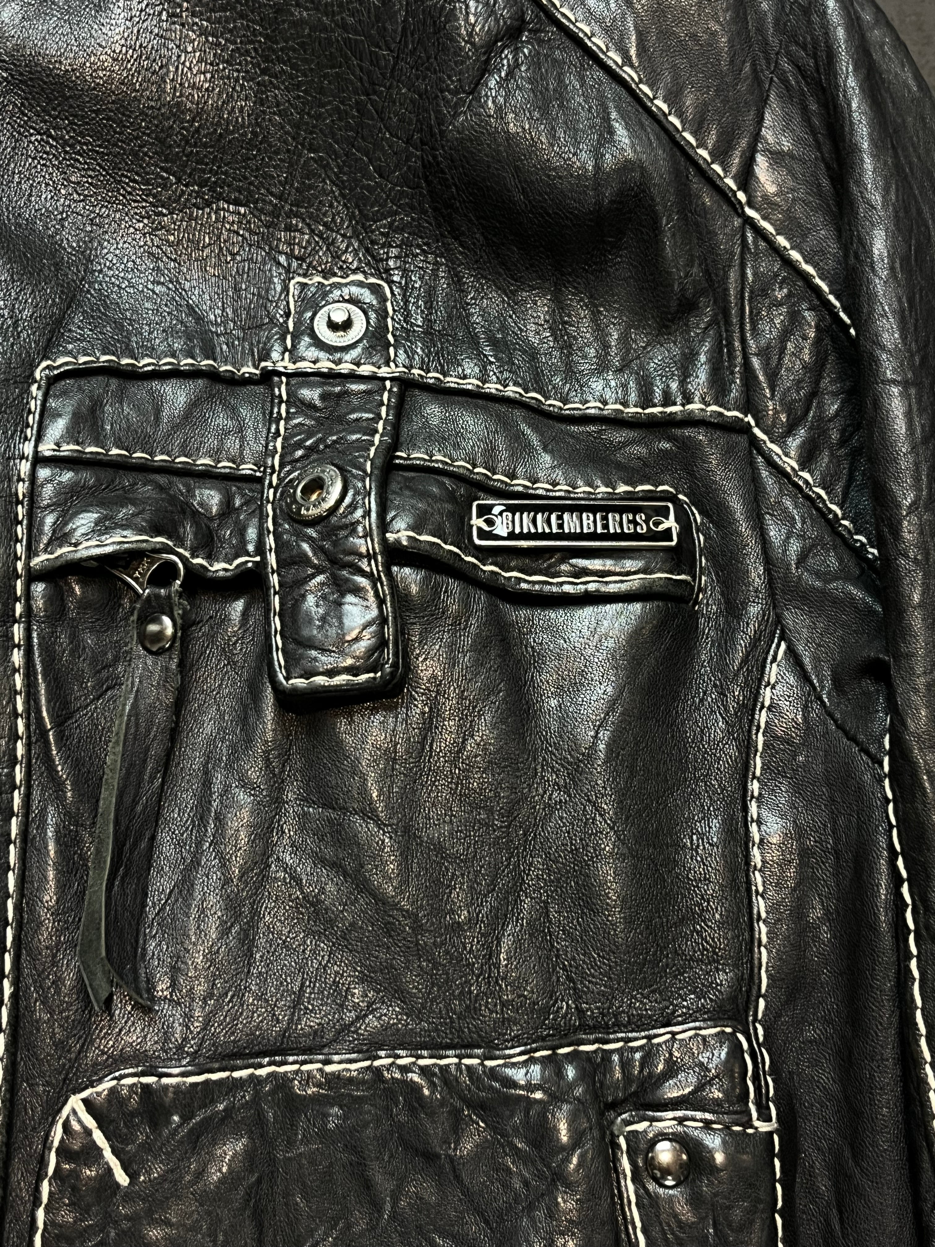 2010s Bikkembergs High Neck Leather Jacket