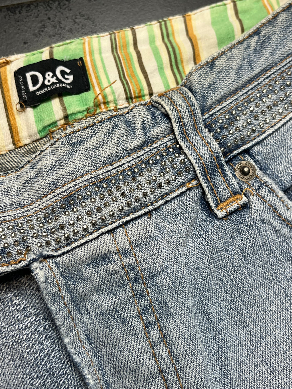 2000s Dolce & Gabbana Studded-Eroded Bootcut Denim