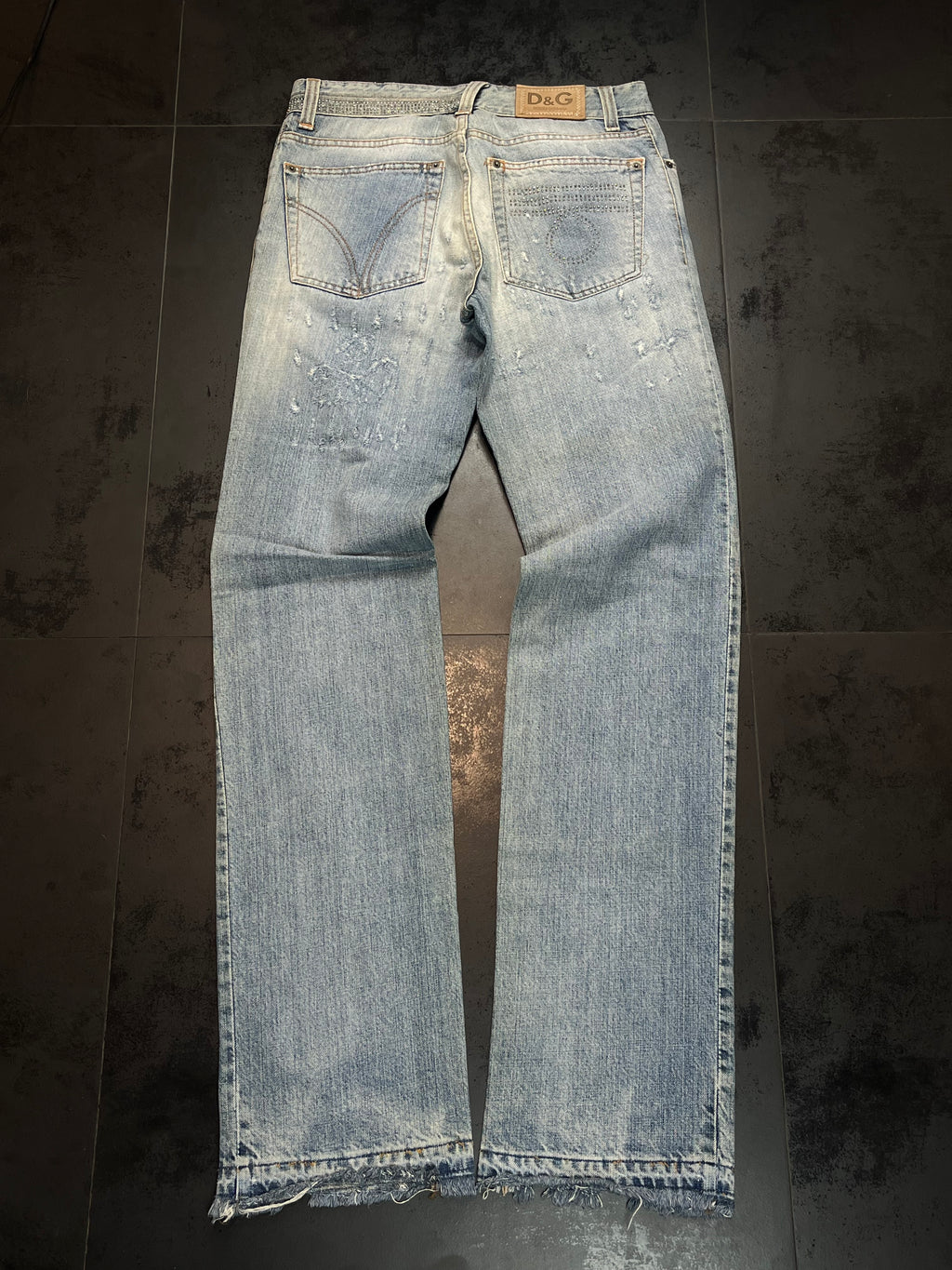 2000s Dolce & Gabbana Studded-Eroded Bootcut Denim