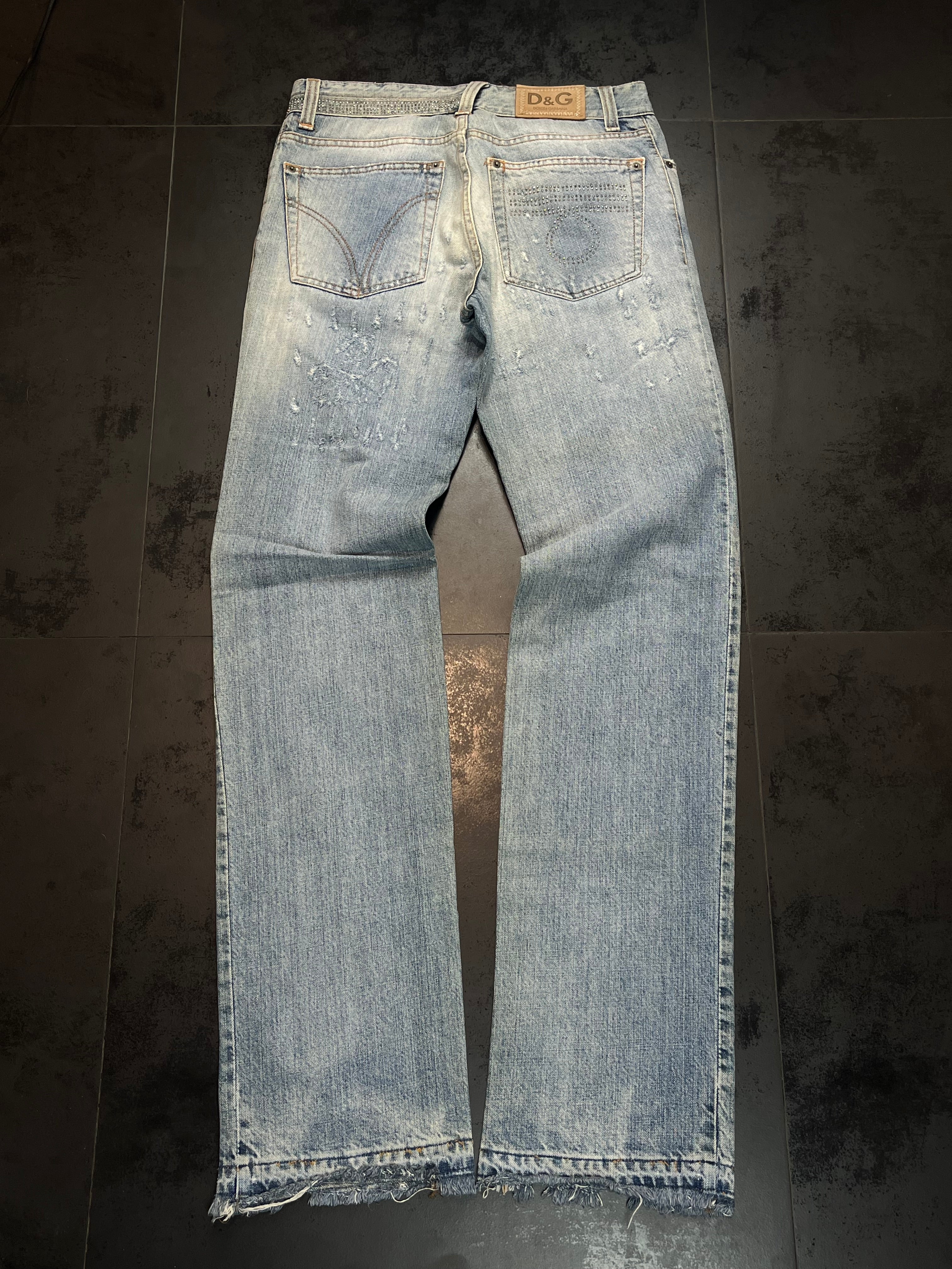 2000s Dolce & Gabbana Studded-Eroded Bootcut Denim