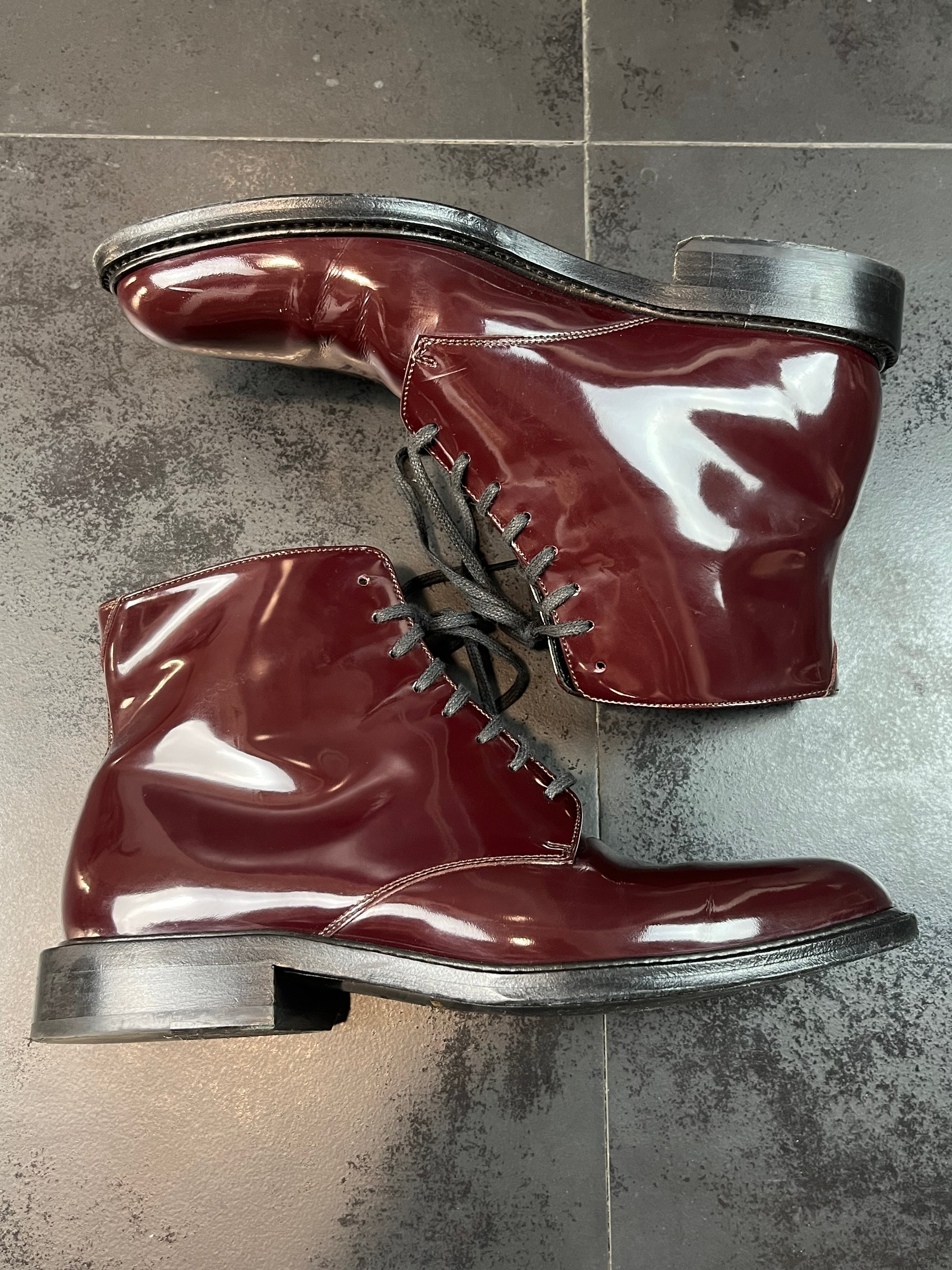 Saint Laurent "Army 20" Lace Up Patent Leather Boots