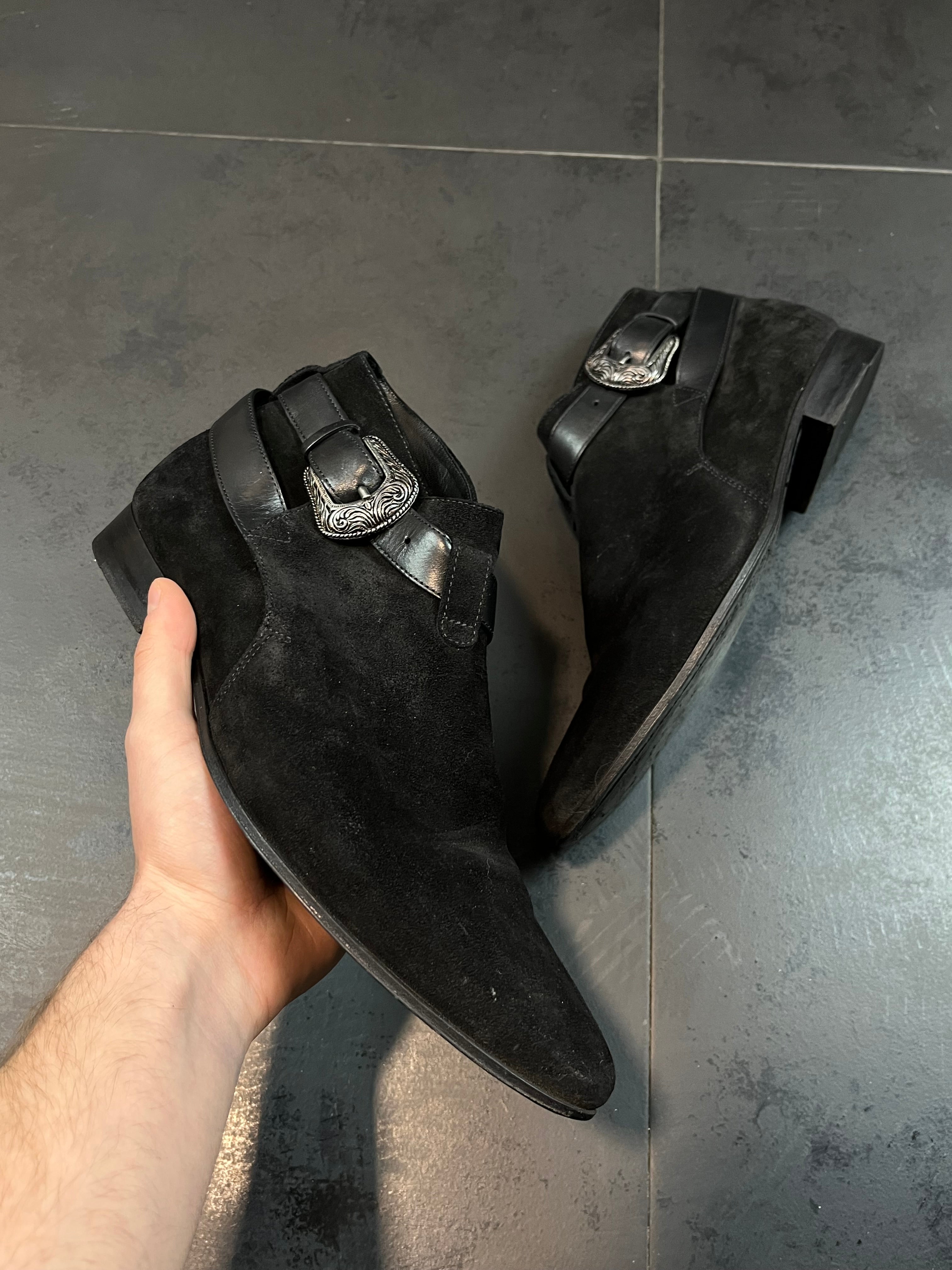 SS14 Saint Laurent Paris “Western Buckle” Boots By Hedi Slimane