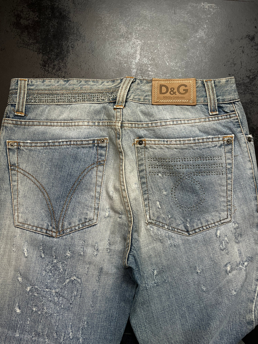 2000s Dolce & Gabbana Studded-Eroded Bootcut Denim