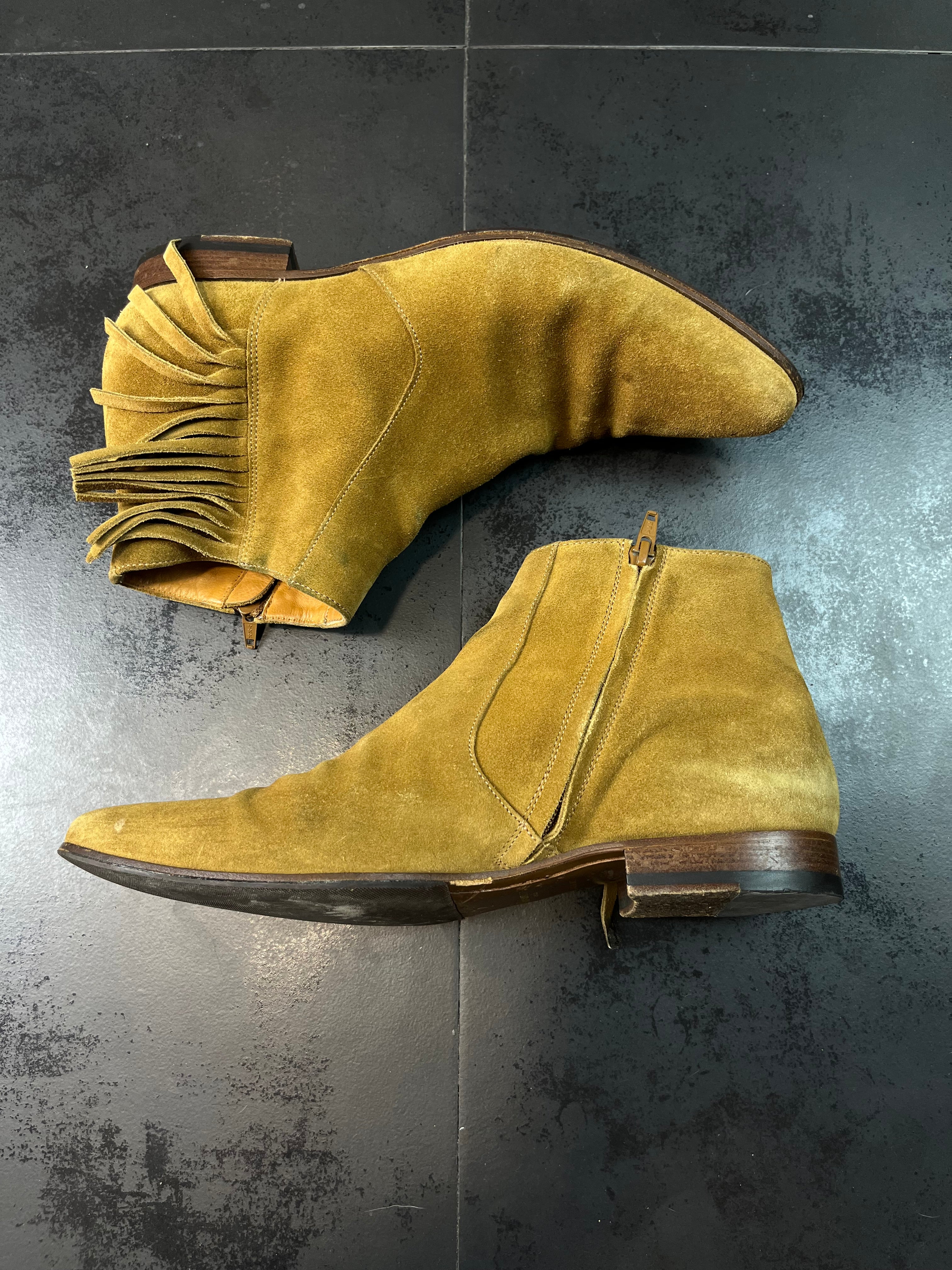 Saint Laurent Fringed Suede Boots By Hedi Slimane