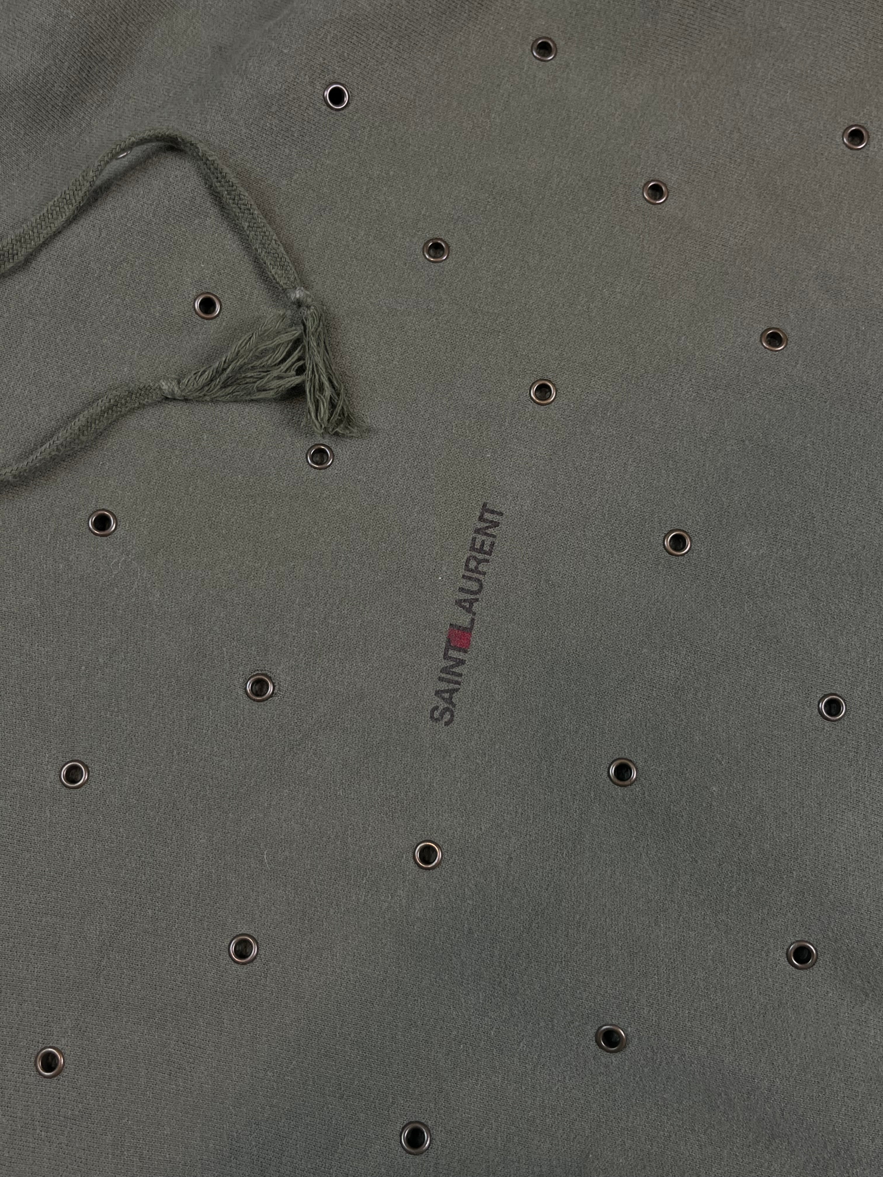 AW20 Saint Laurent Paris Eyelets Hoodie By Vaccarello