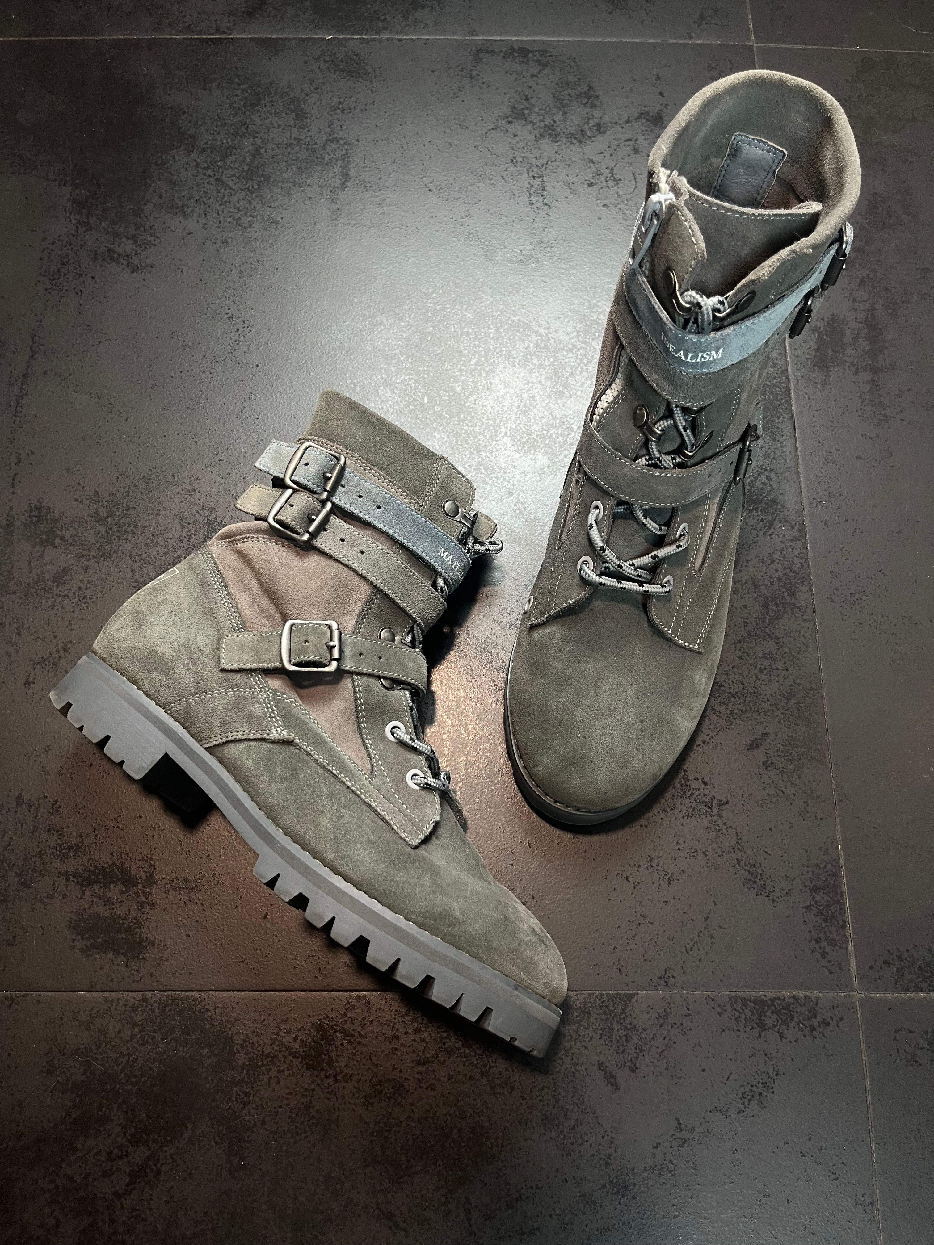 Number (N)ine x C2H4 Suede Combat Boots